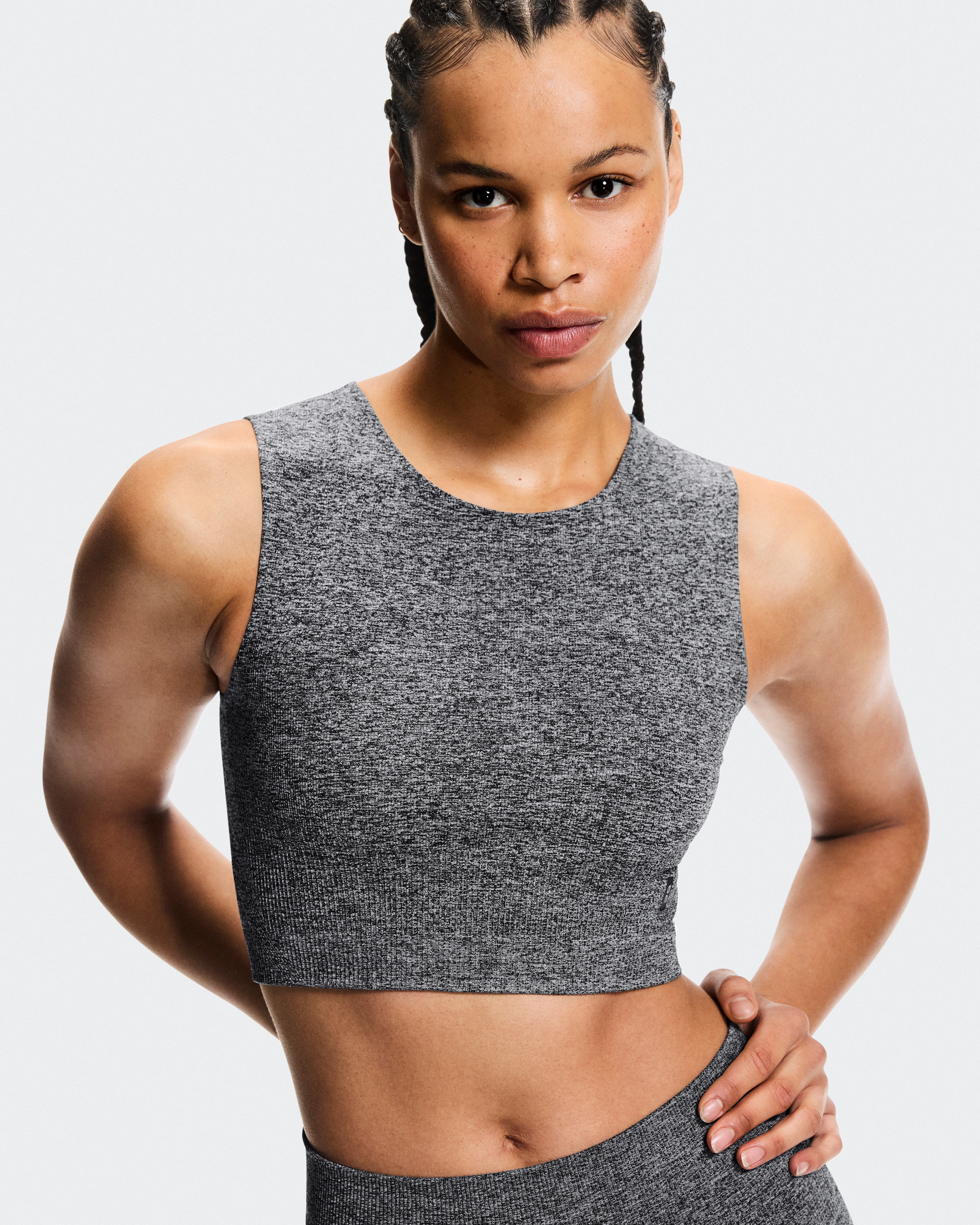 On Studio Knit Crop Graphite Heather Femme Hauts et t-shirts