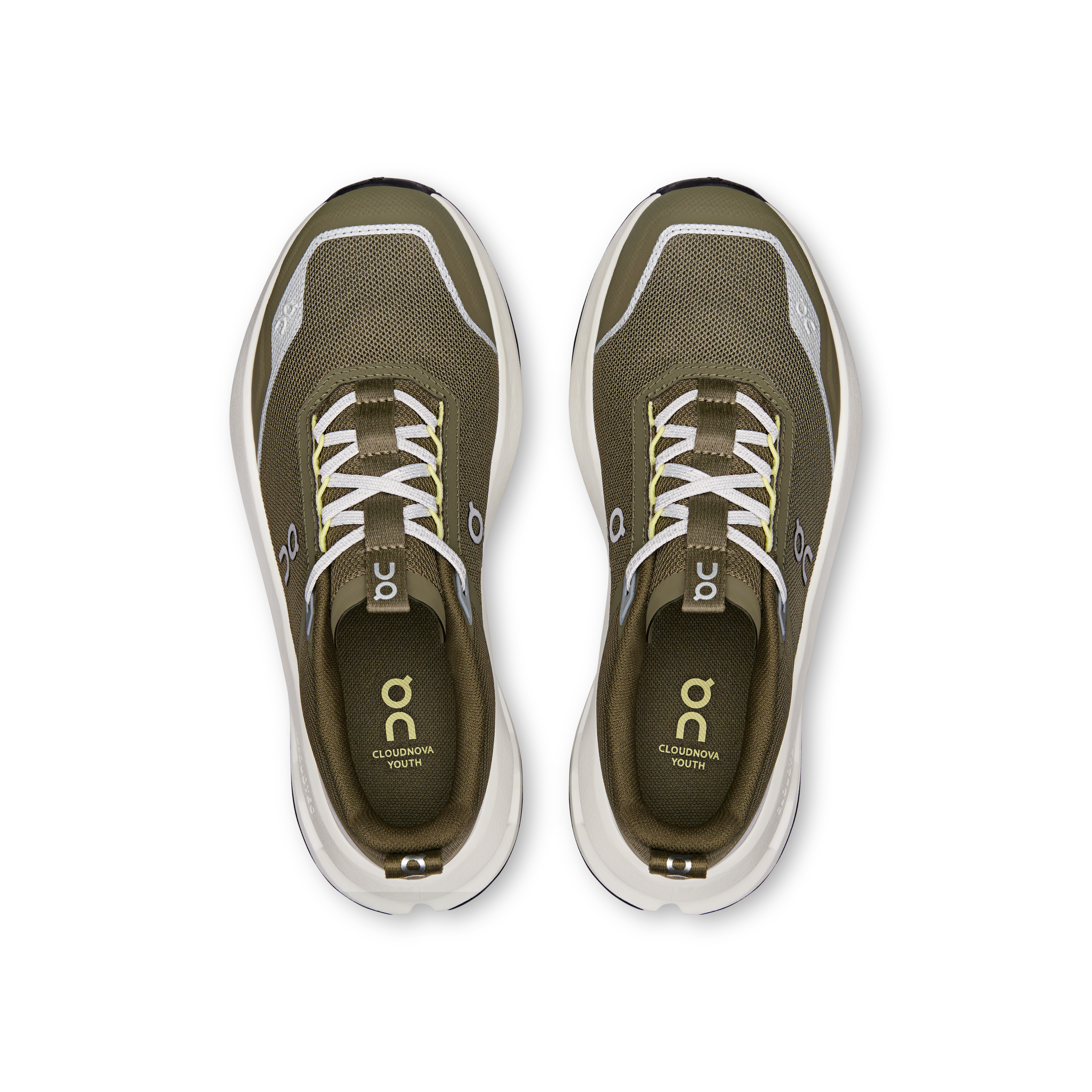 On Cloudnova Youth Olive & Limelight Ados Active Life Chaussures