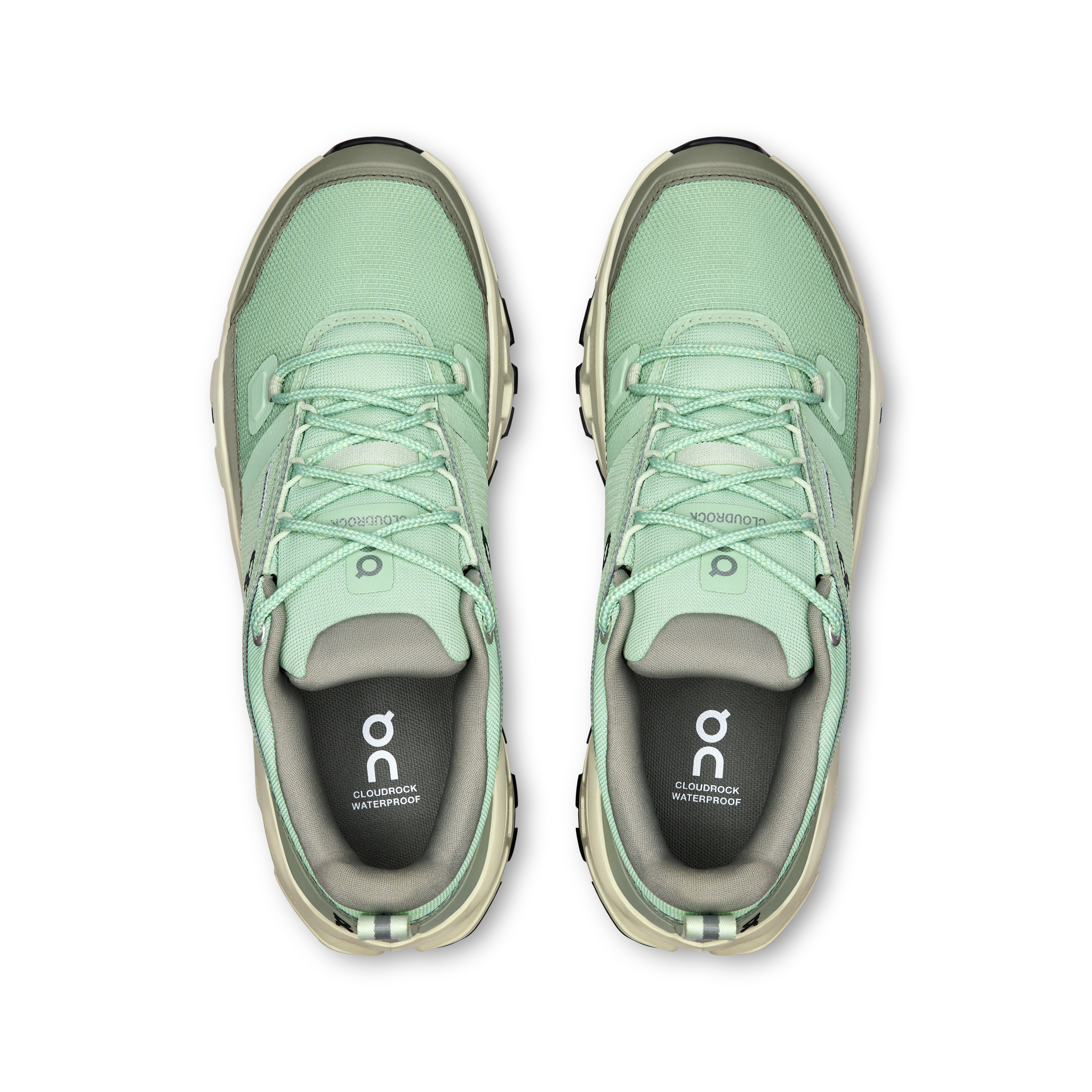 On Cloudrock Low Waterproof Mineral & Aloe Femme Randonnée Chaussures