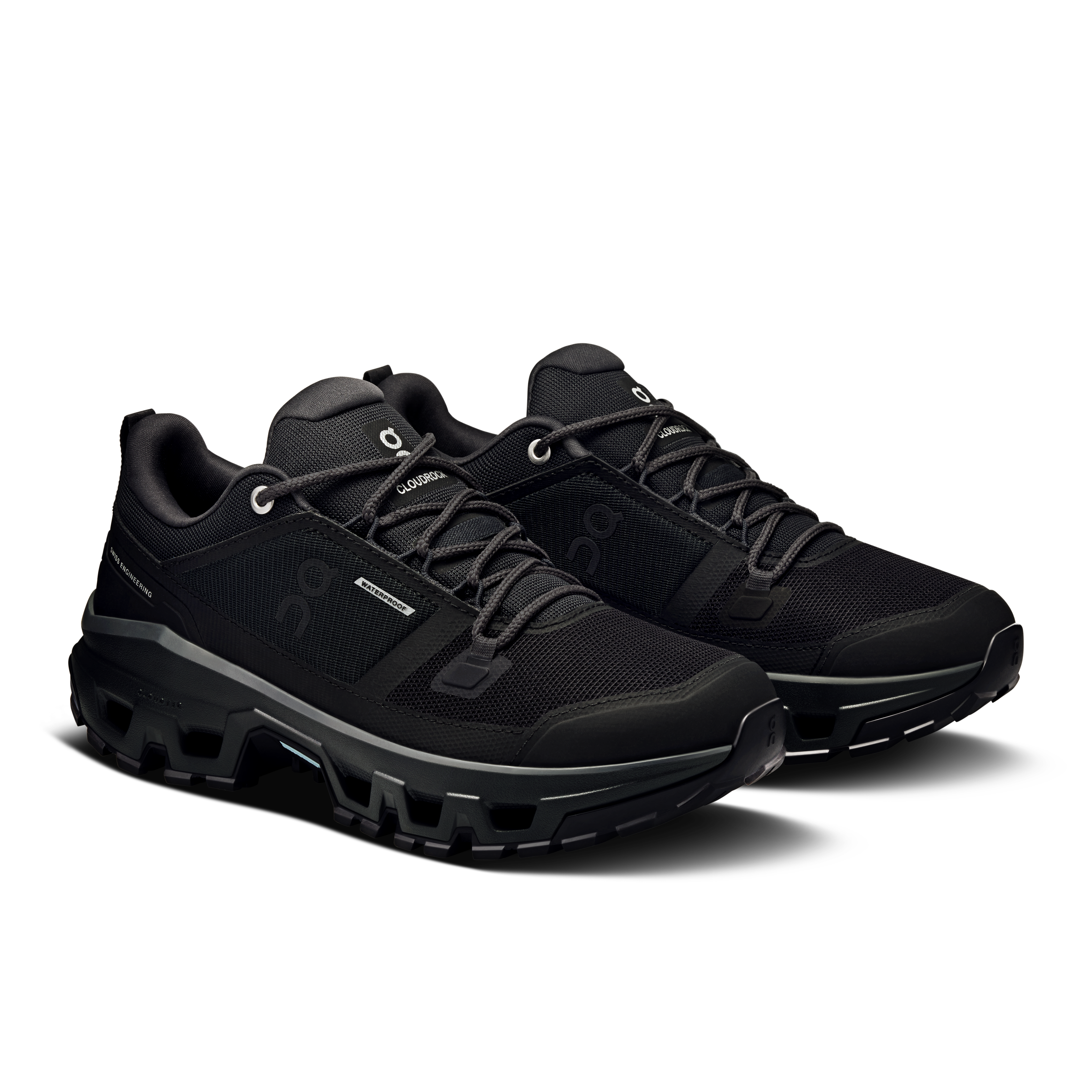On Cloudrock Low Waterproof Black & Black Femme Randonnée Chaussures
