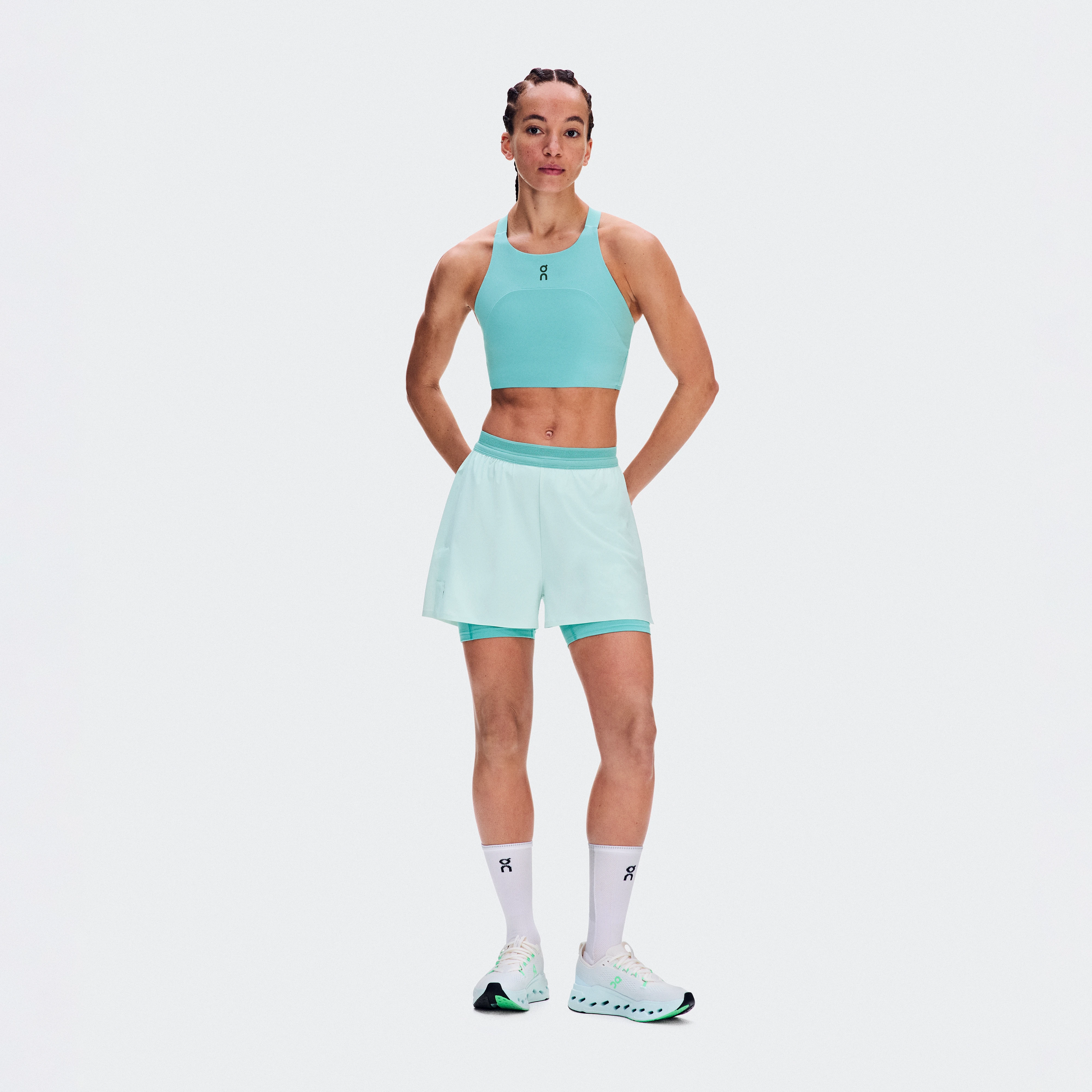 On 3" Performance 2/1 Shorts Flurry & Aquamarine Femme – Running performance, légèreté, évacuation de l’humidité Shorts