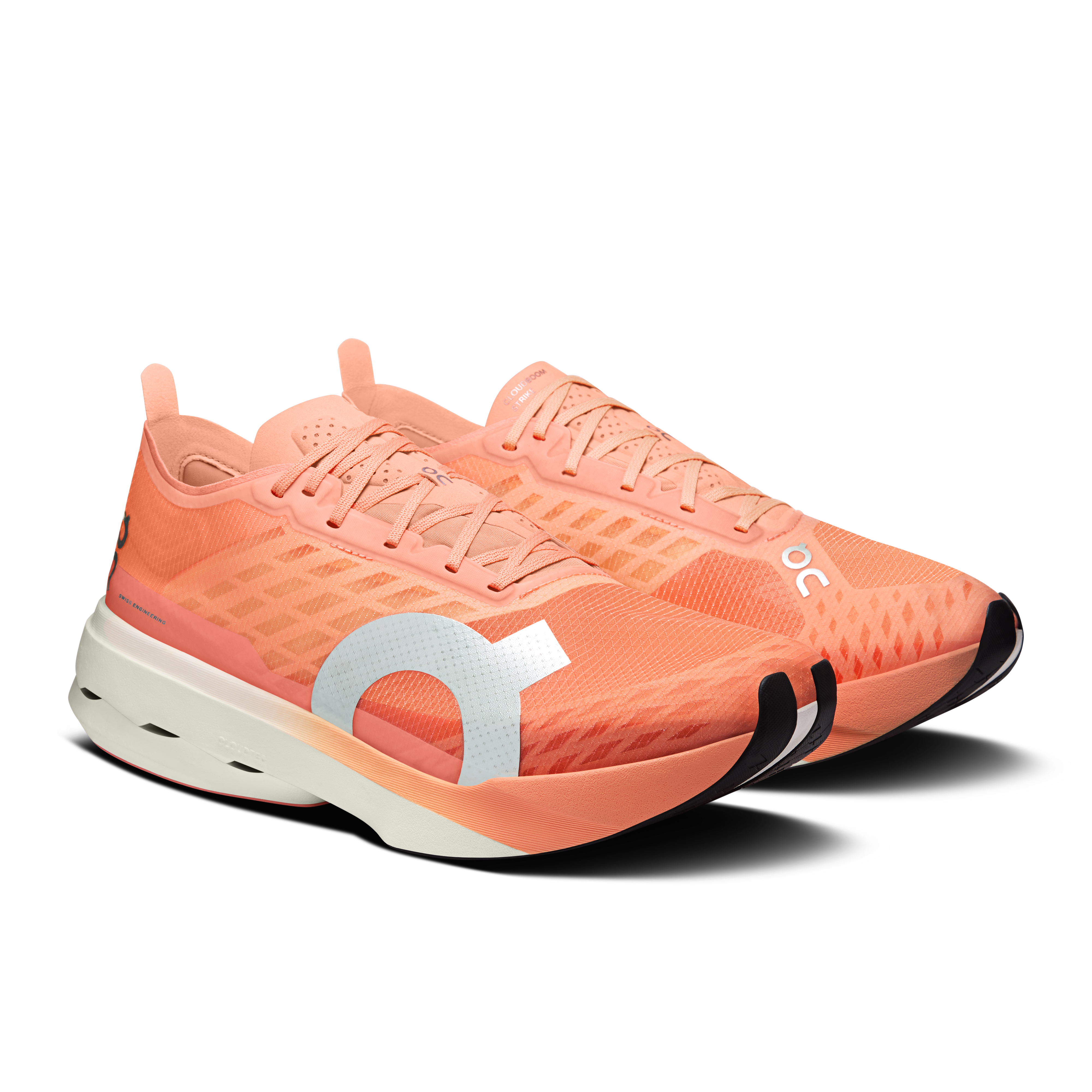 On Cloudboom Strike Sunstone & White Homme Running sur route Chaussures