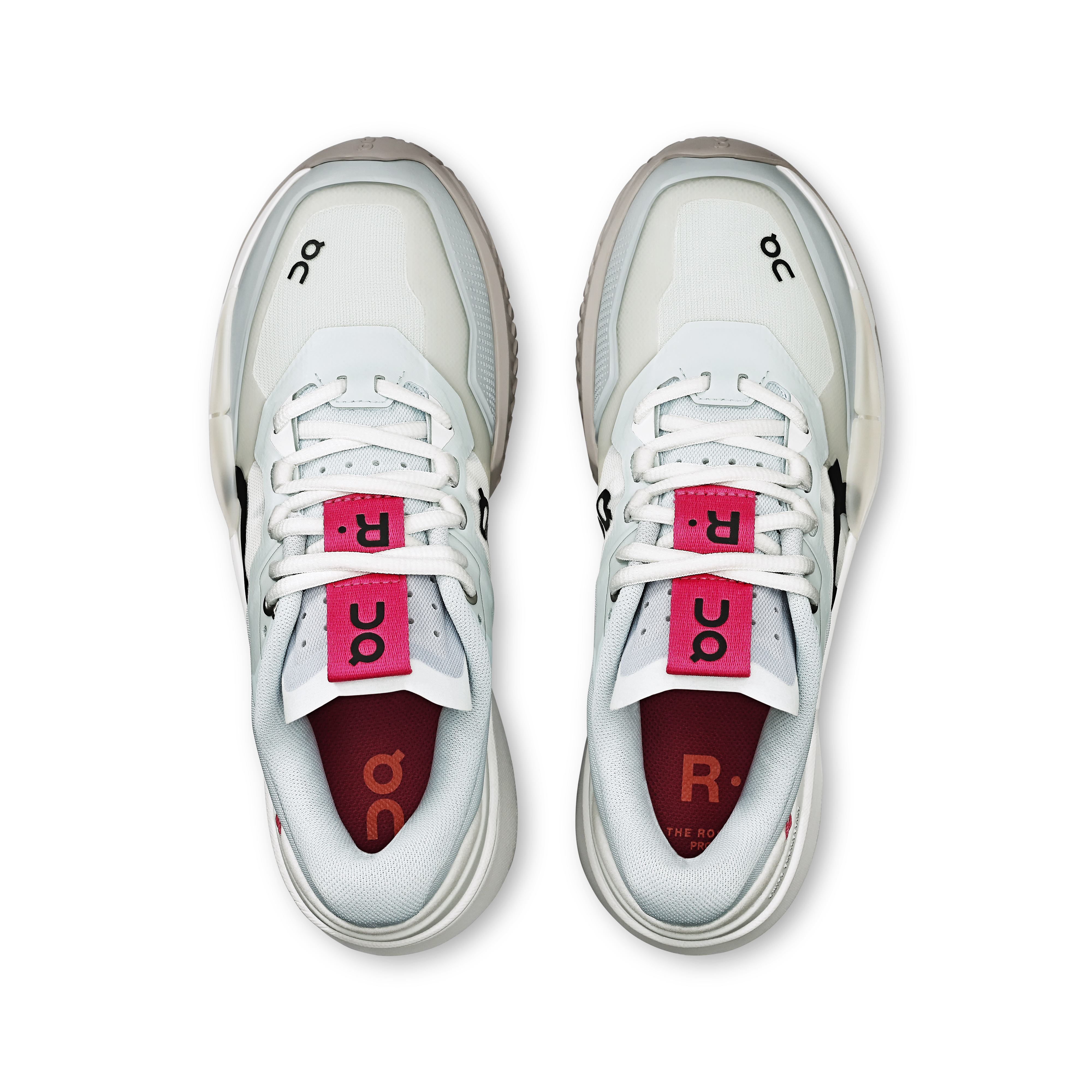 On THE ROGER Pro 2 Arctic & Pink Femme Tennis Chaussures