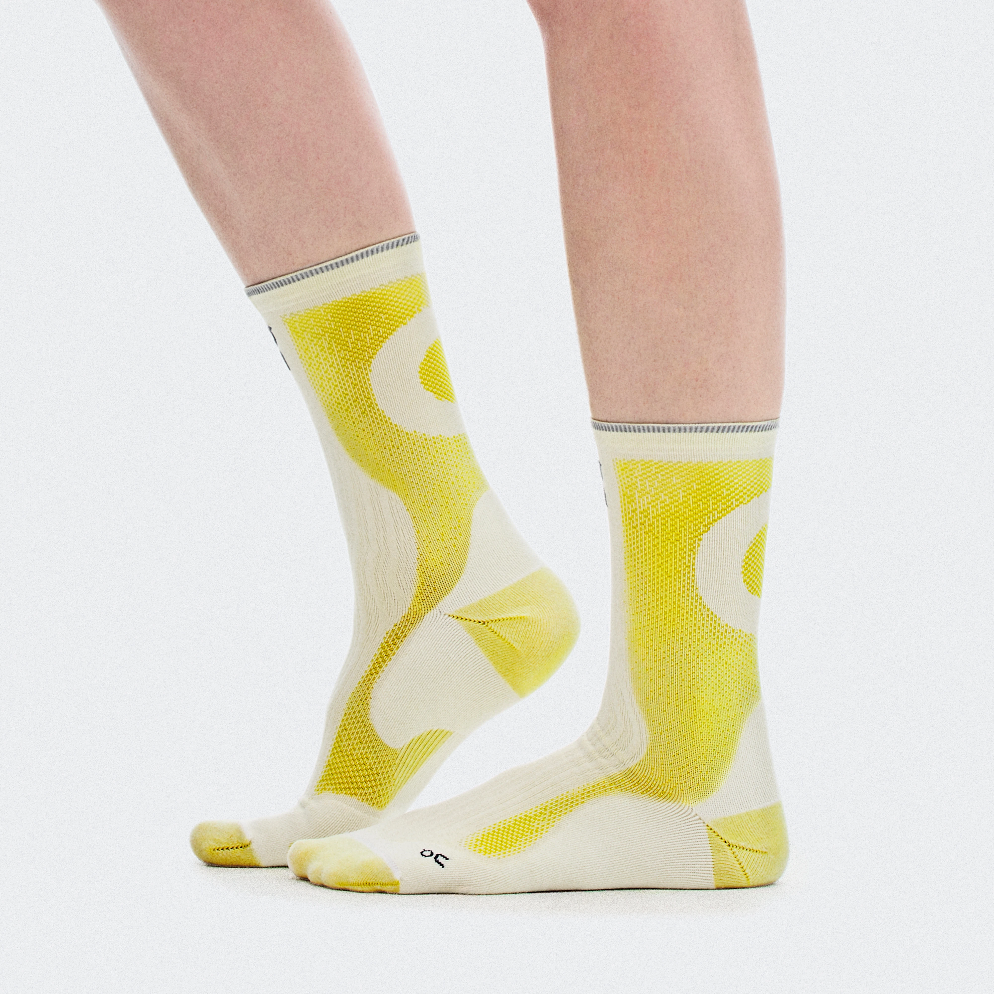 On Elite Run Sock High Hyper White & Lime Unisexe – Entraînement haute performance et compétition Chaussettes