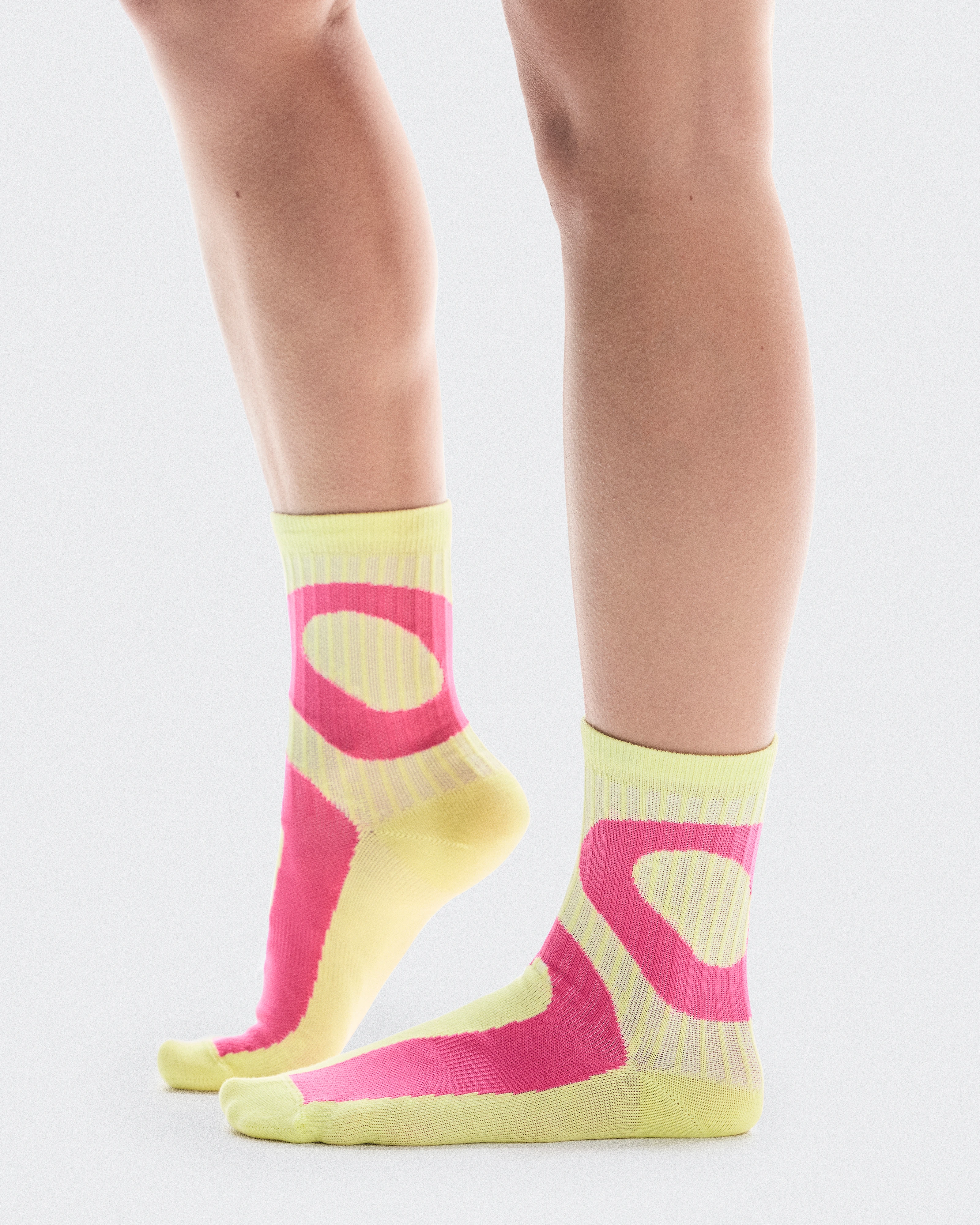 On Liquid Logo Sock High 2P Limelight & Pink Unisexe Chaussettes
