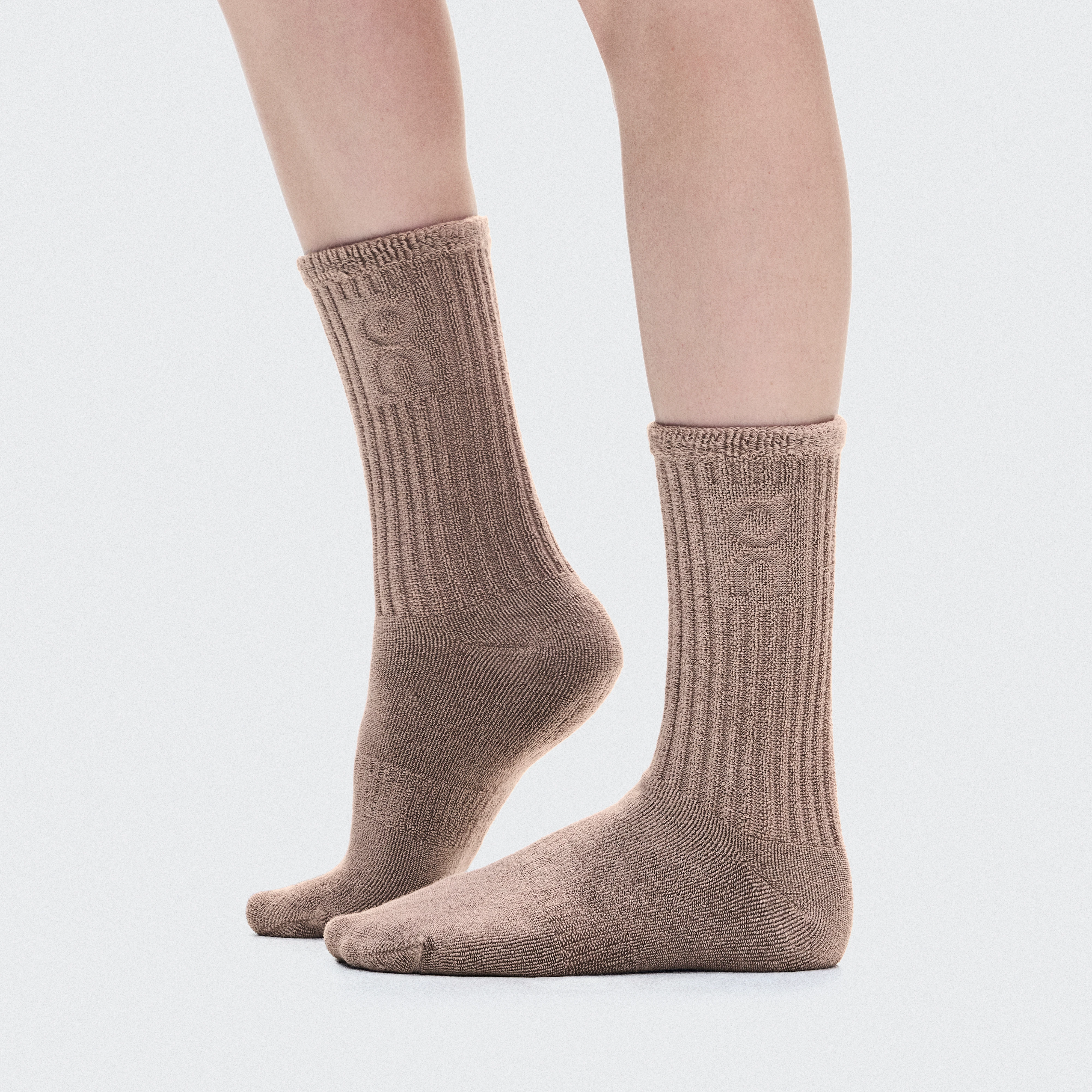 On Terry Sock High Clay Unisexe – Quotidien, ultra-douces, soutien voûte plantaire Chaussettes