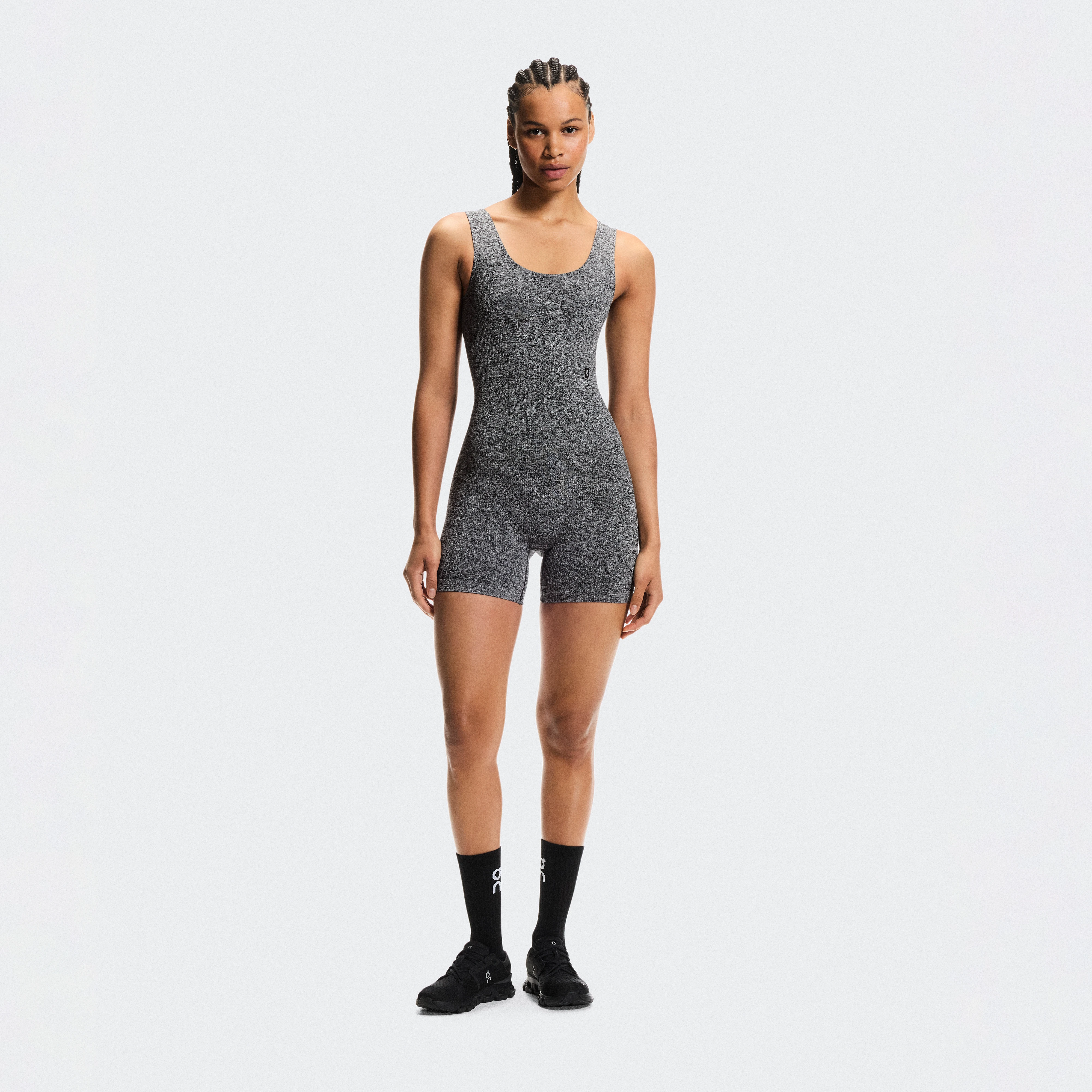 On Studio Knit Bodysuit Graphite Heather Femme – Training à faible impact Body