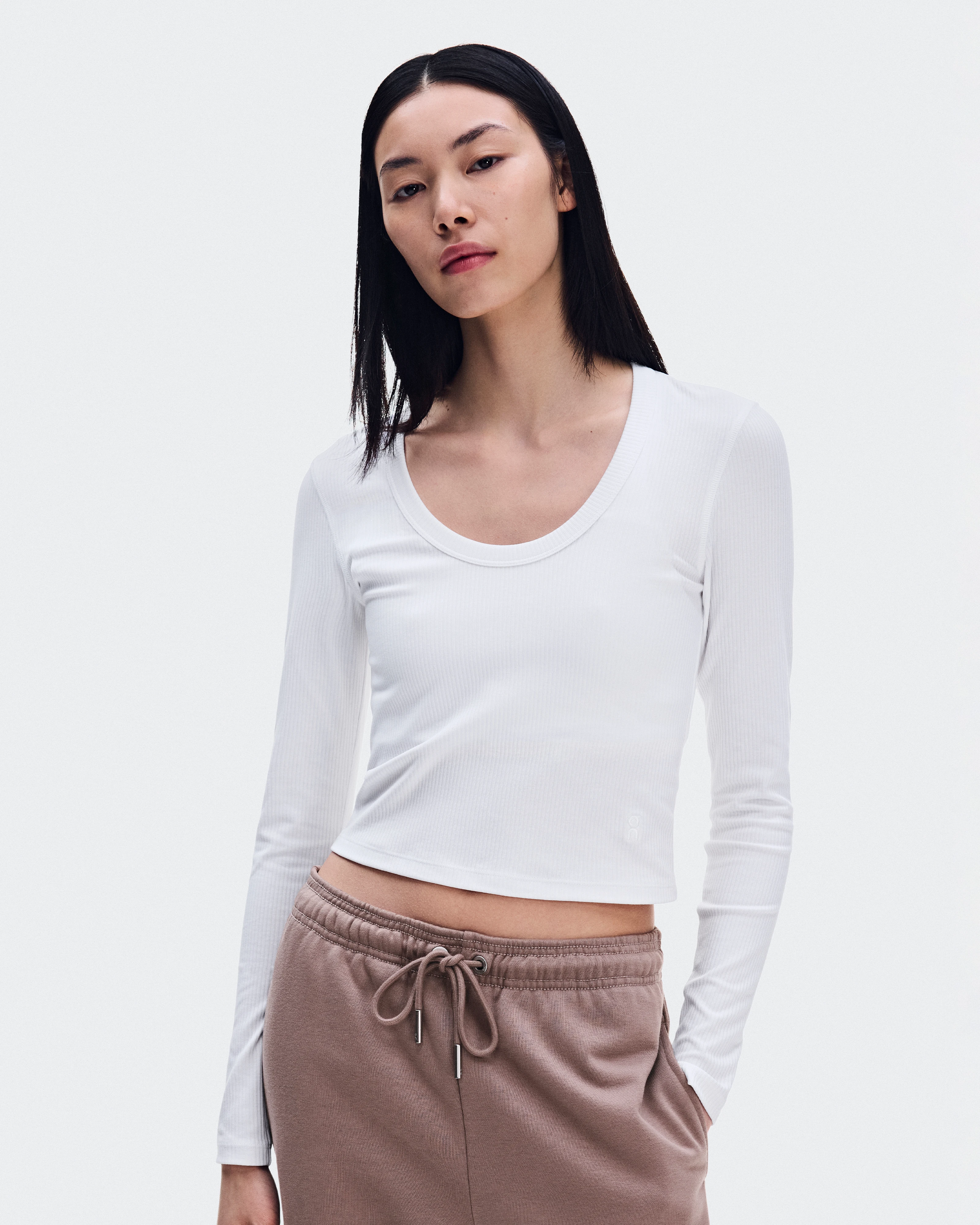On All-Day Ribbed Long-T White Femme Hauts et t-shirts