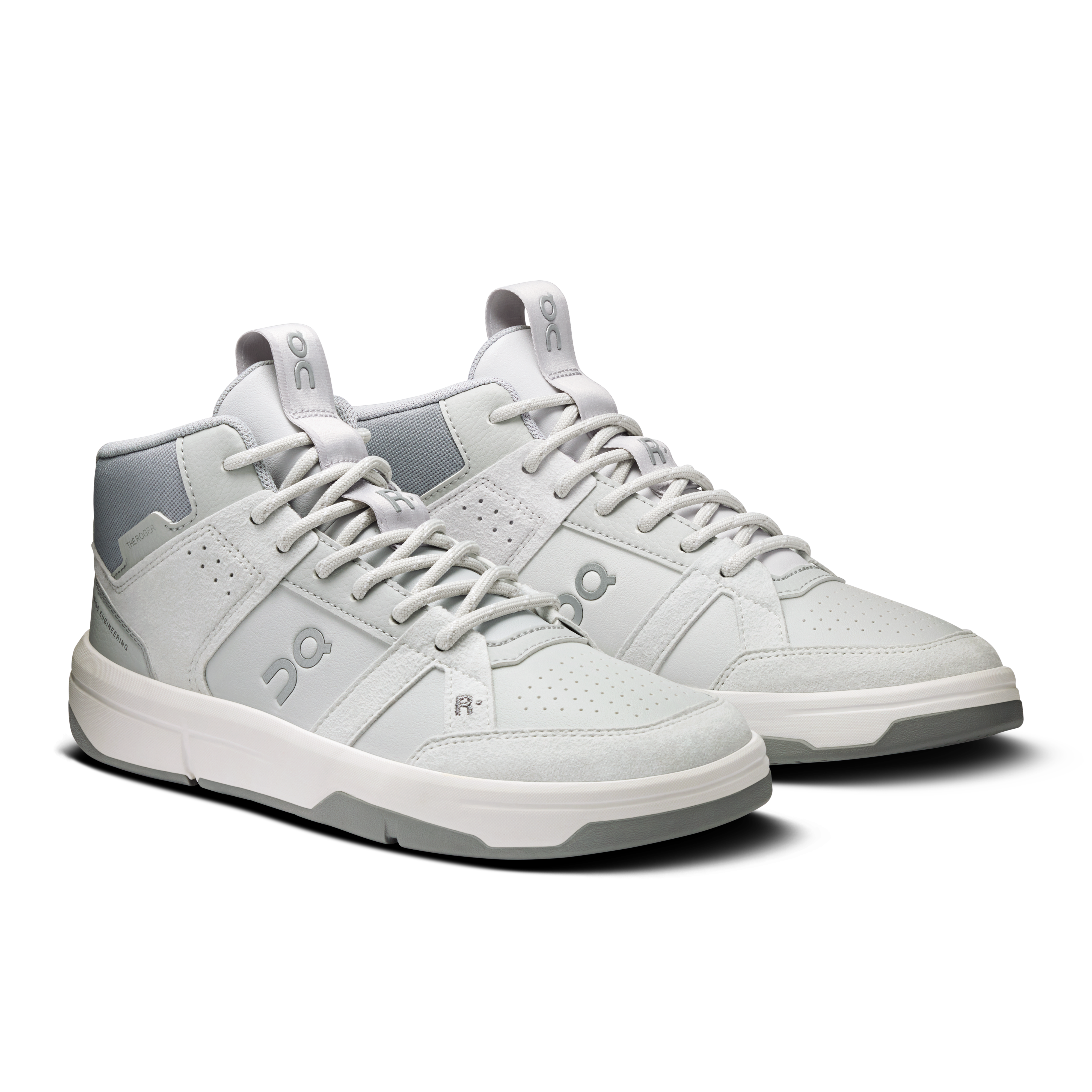 On THE ROGER Clubhouse Mid Glacier & Alloy Femme Tennis Chaussures