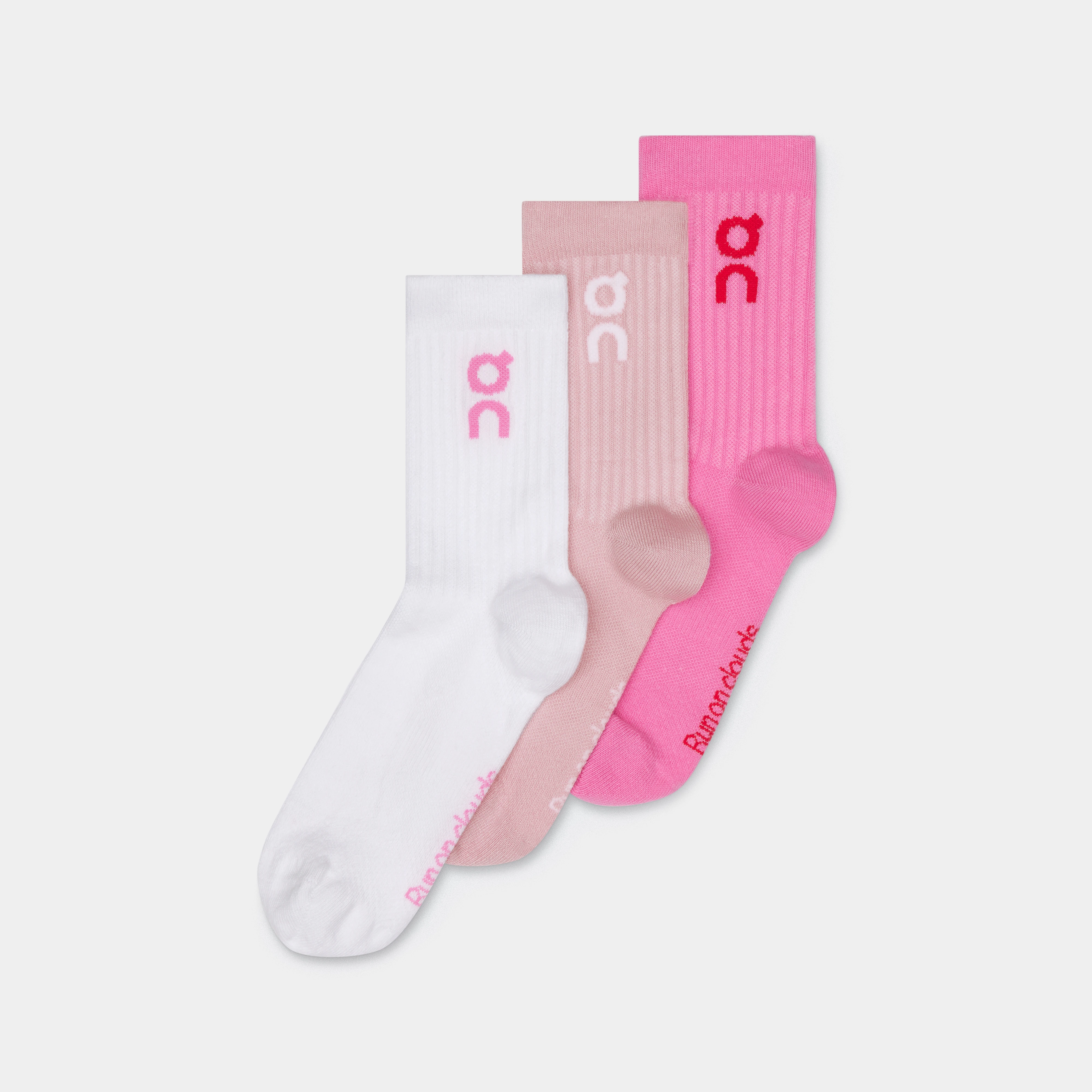 On Logo Sock High 3P Mauve & Raspberry Unisexe – Quotidien, respirantes, polyvalentes Chaussettes
