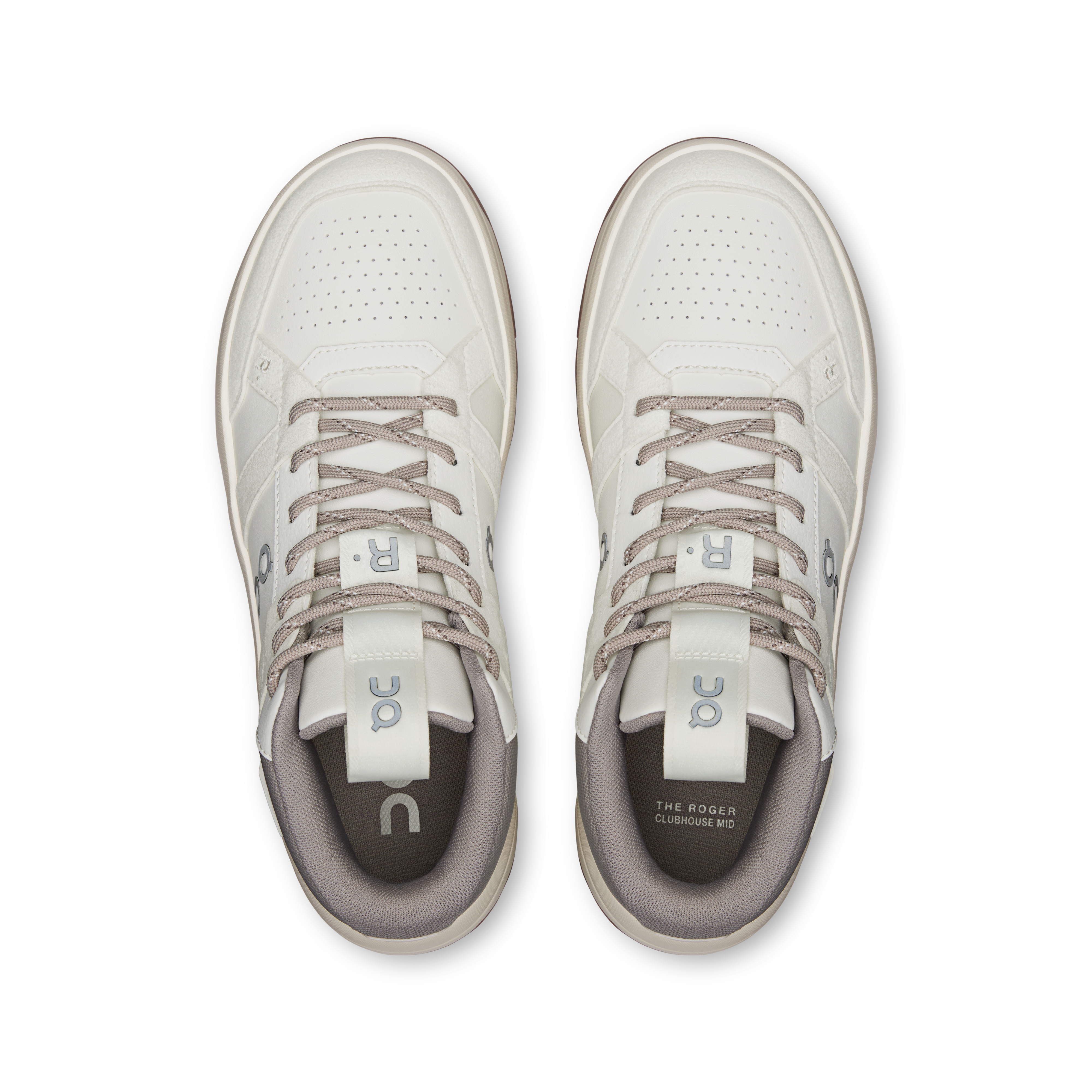 On THE ROGER Clubhouse Mid Ivory & Fog Femme Tennis Chaussures
