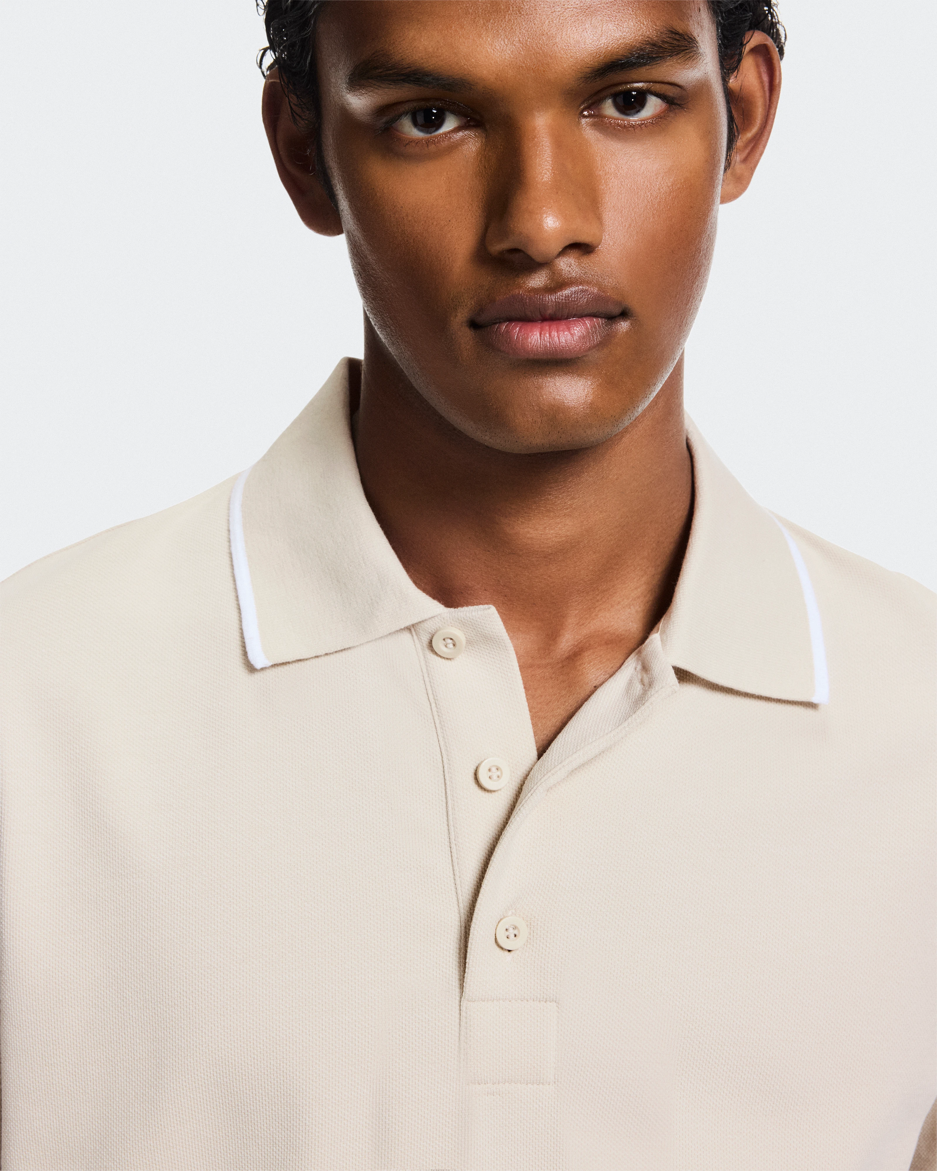 On Courtside Polo Sand & White Homme Hauts et t-shirts