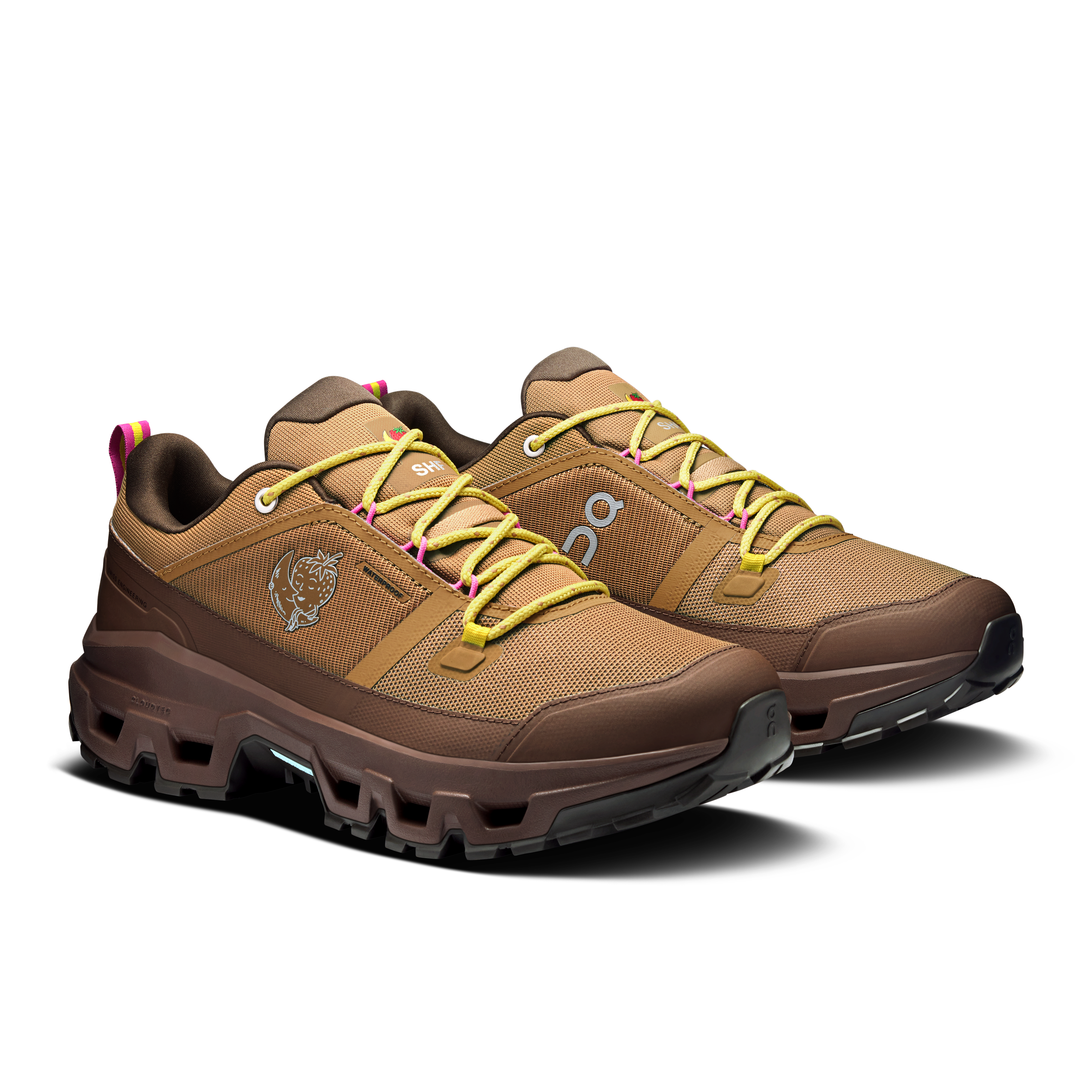 On Cloudrock Low Waterproof SHF Sphinx & Chestnut Femme Randonnée Chaussures