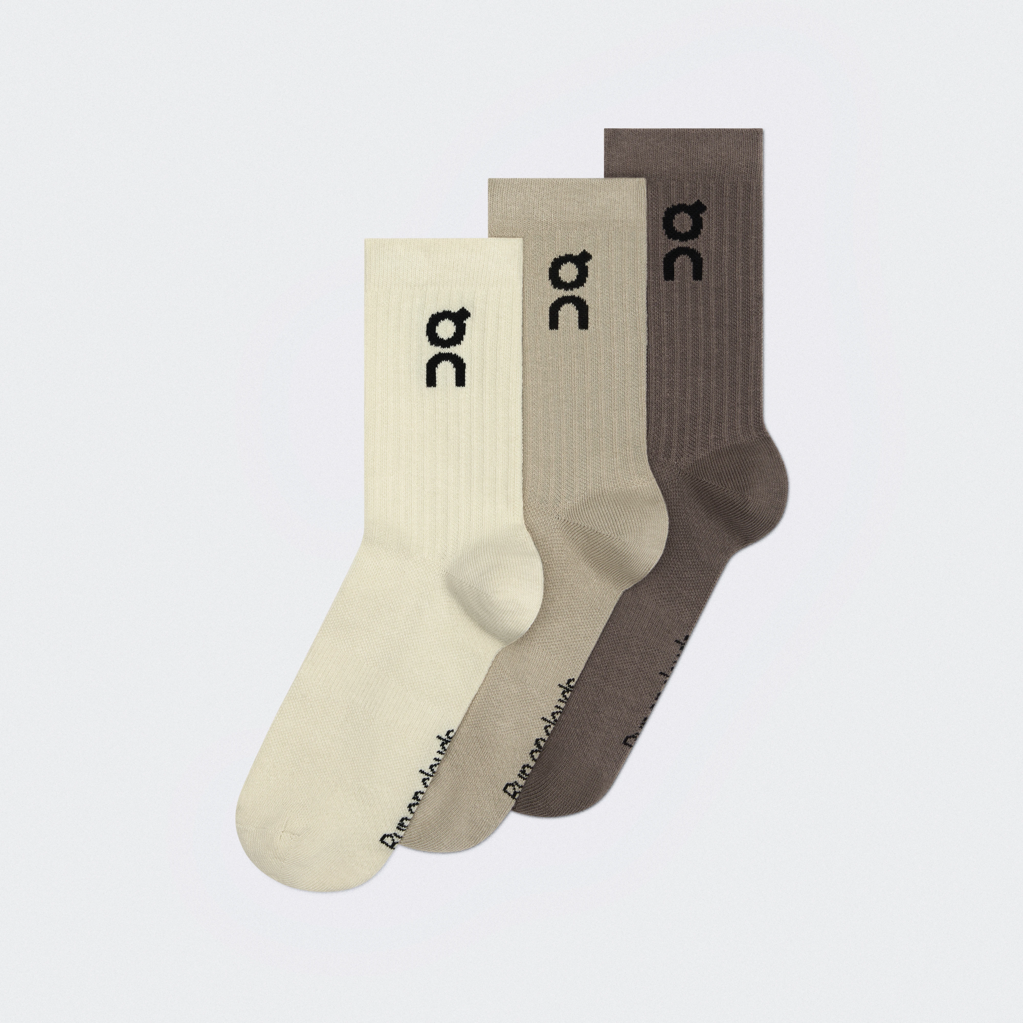 On Logo Sock High 3P Hare & Brume Unisexe – Quotidien, respirantes, polyvalentes Chaussettes