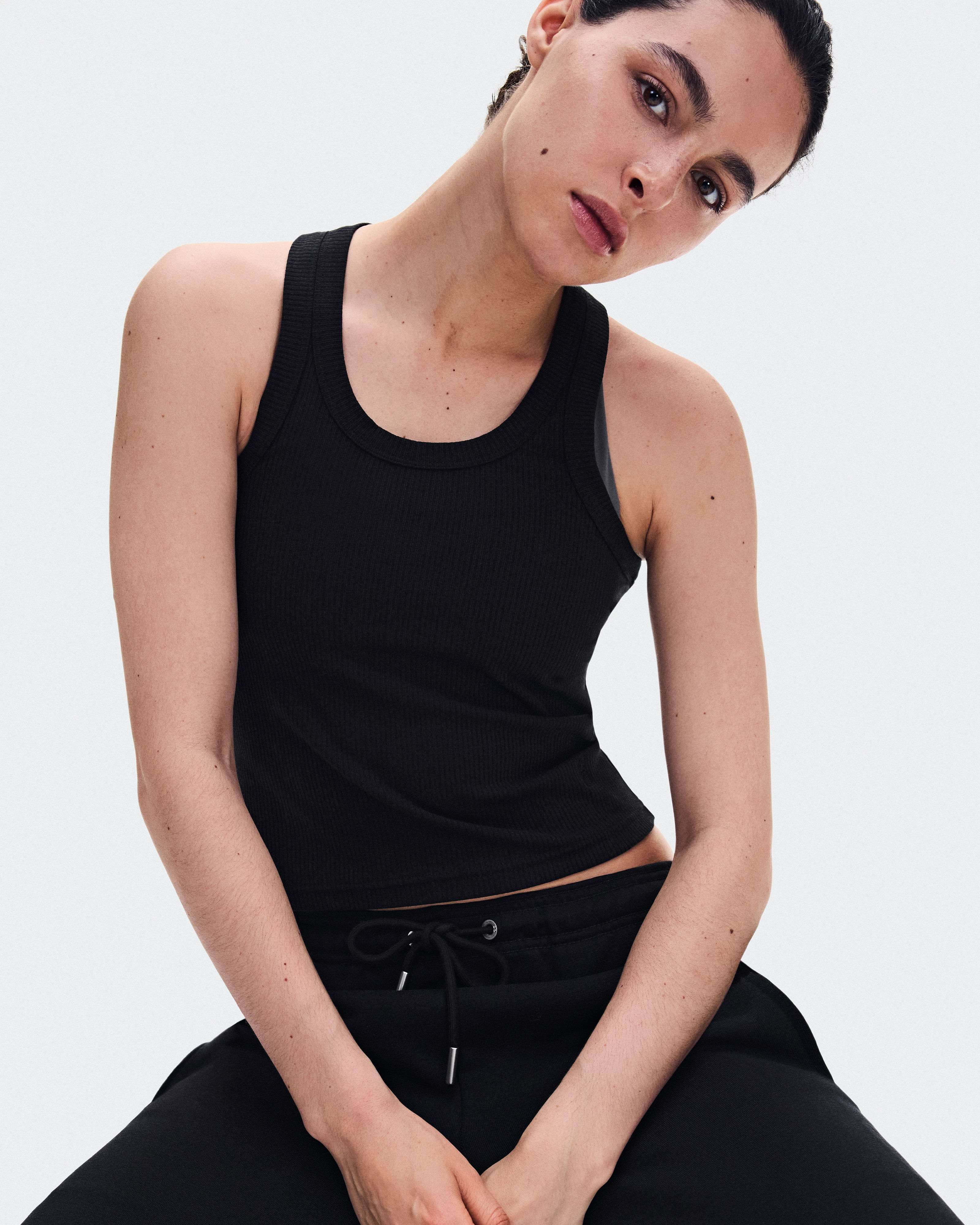 On All-Day Ribbed Tank Black Femme Hauts et t-shirts