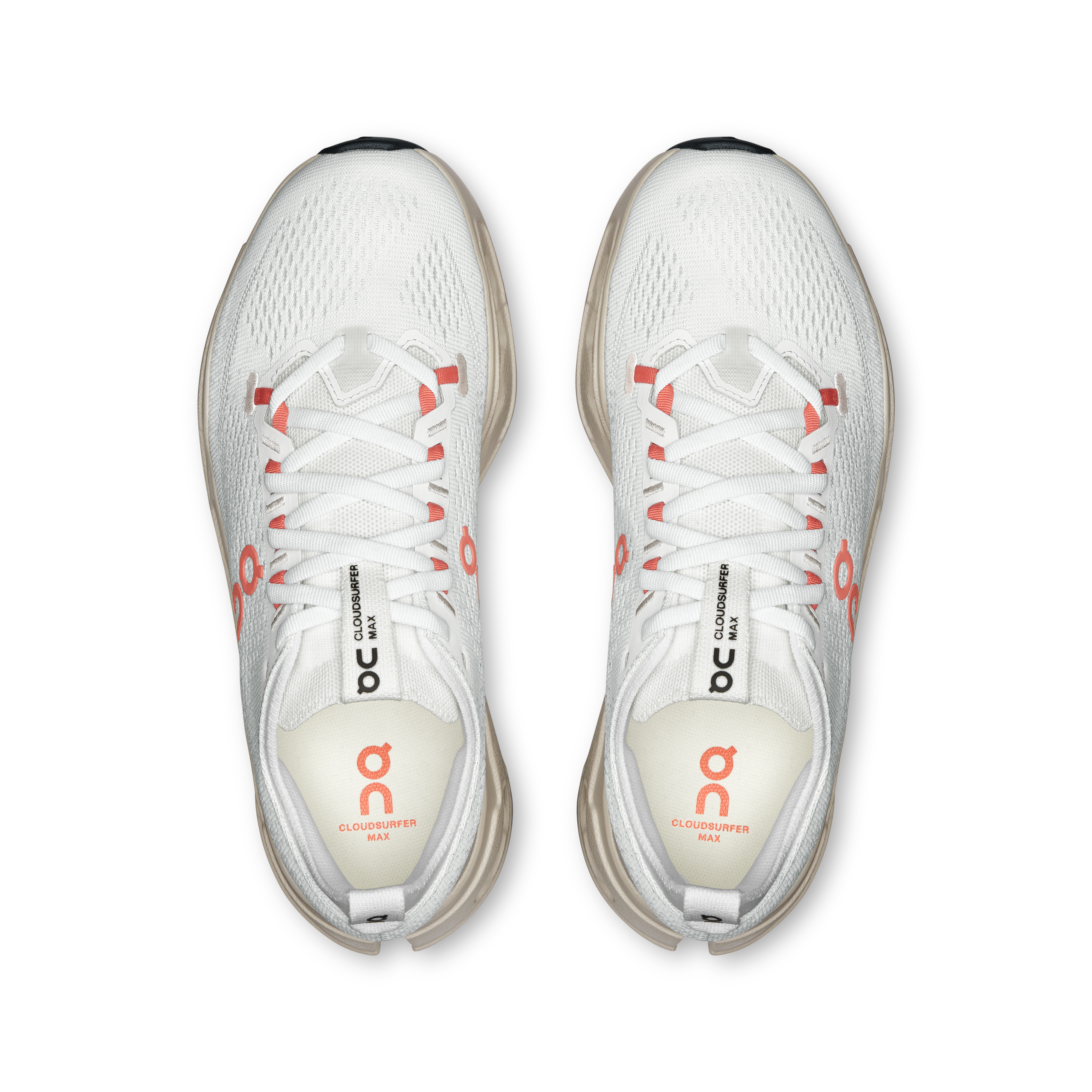 On Cloudsurfer Max Ivory & Salmon Femme Running sur route Chaussures