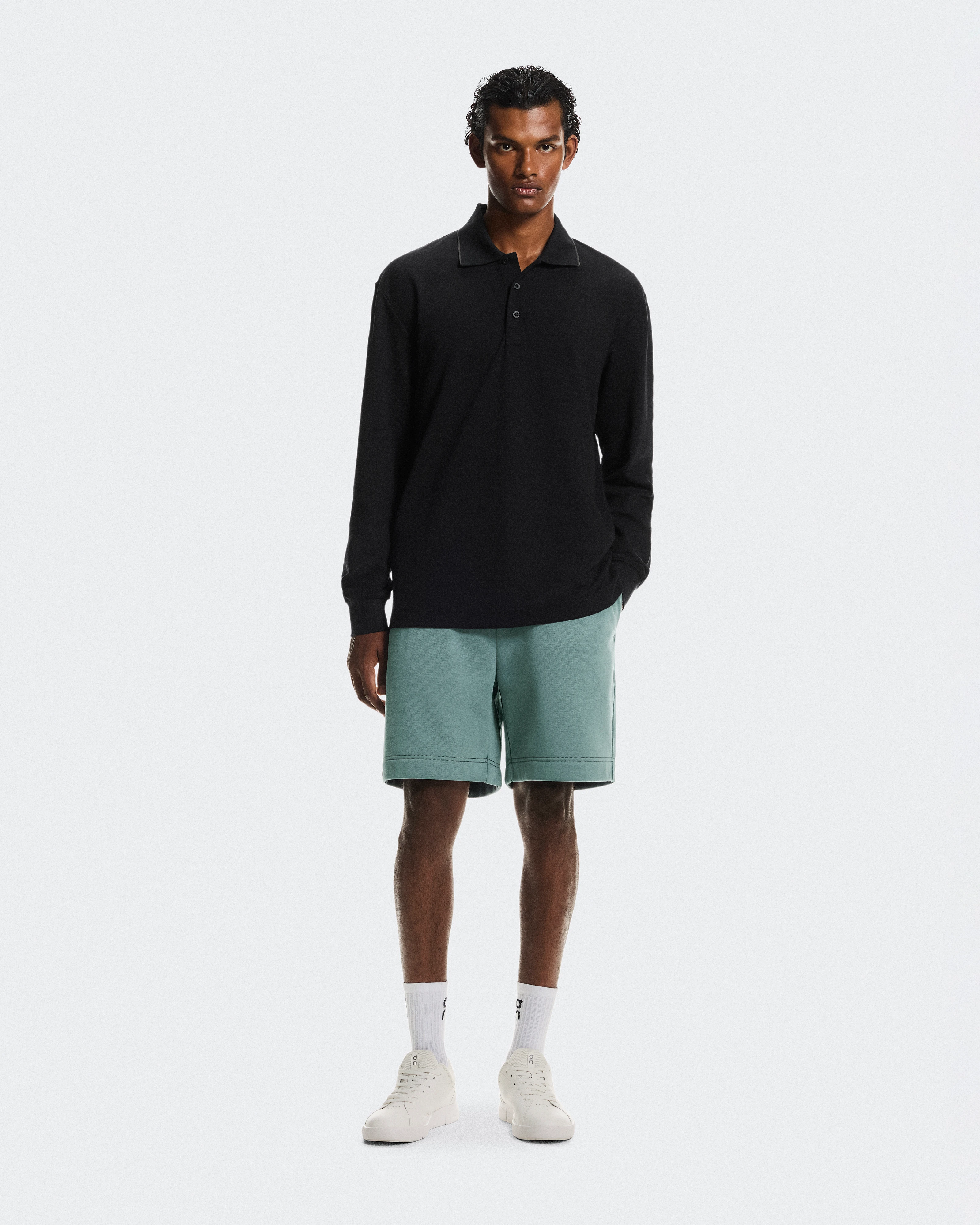 On Courtside Long-T Polo Black & Eclipse Homme Hauts et t-shirts