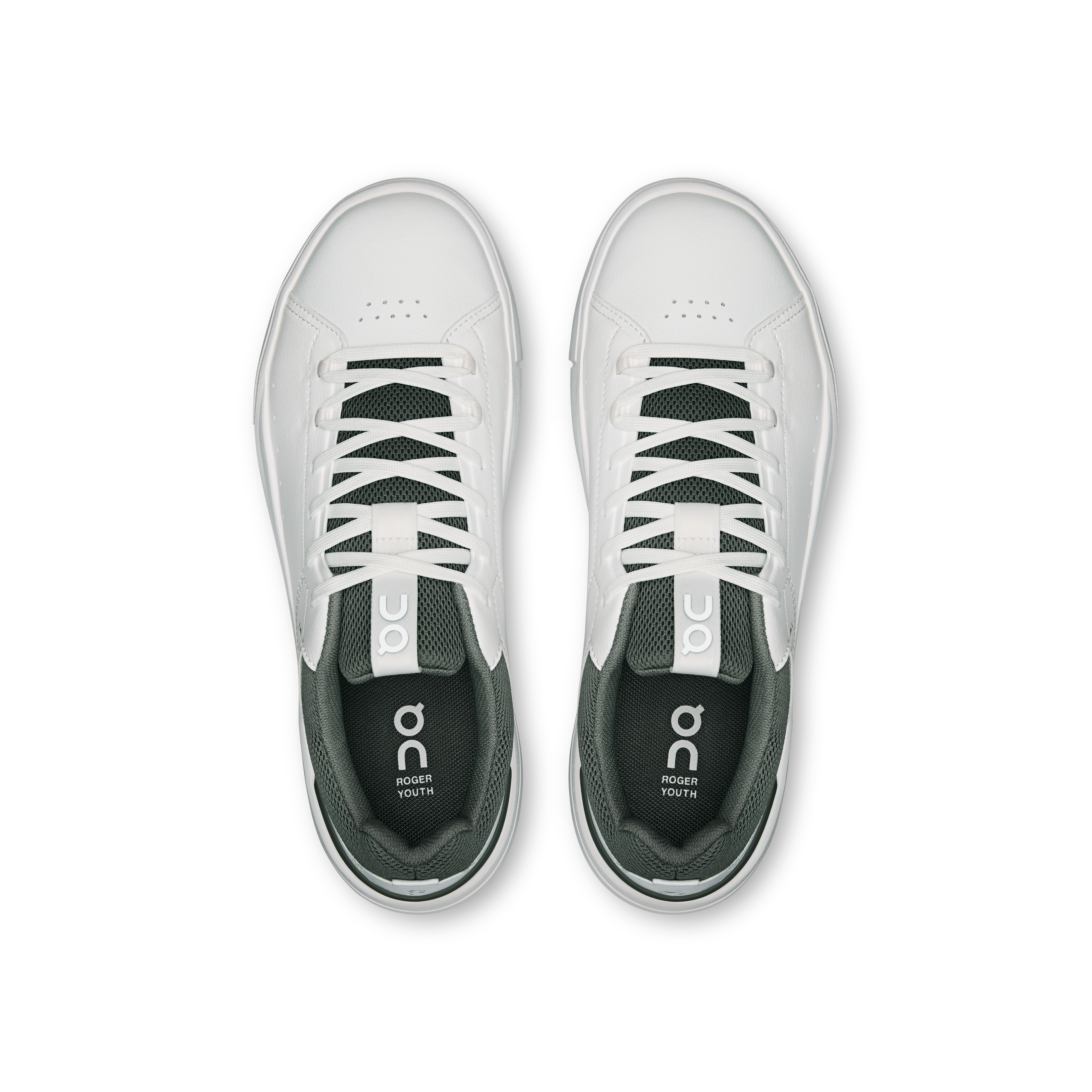 On THE ROGER Youth White & Olive Ados Tennis Chaussures