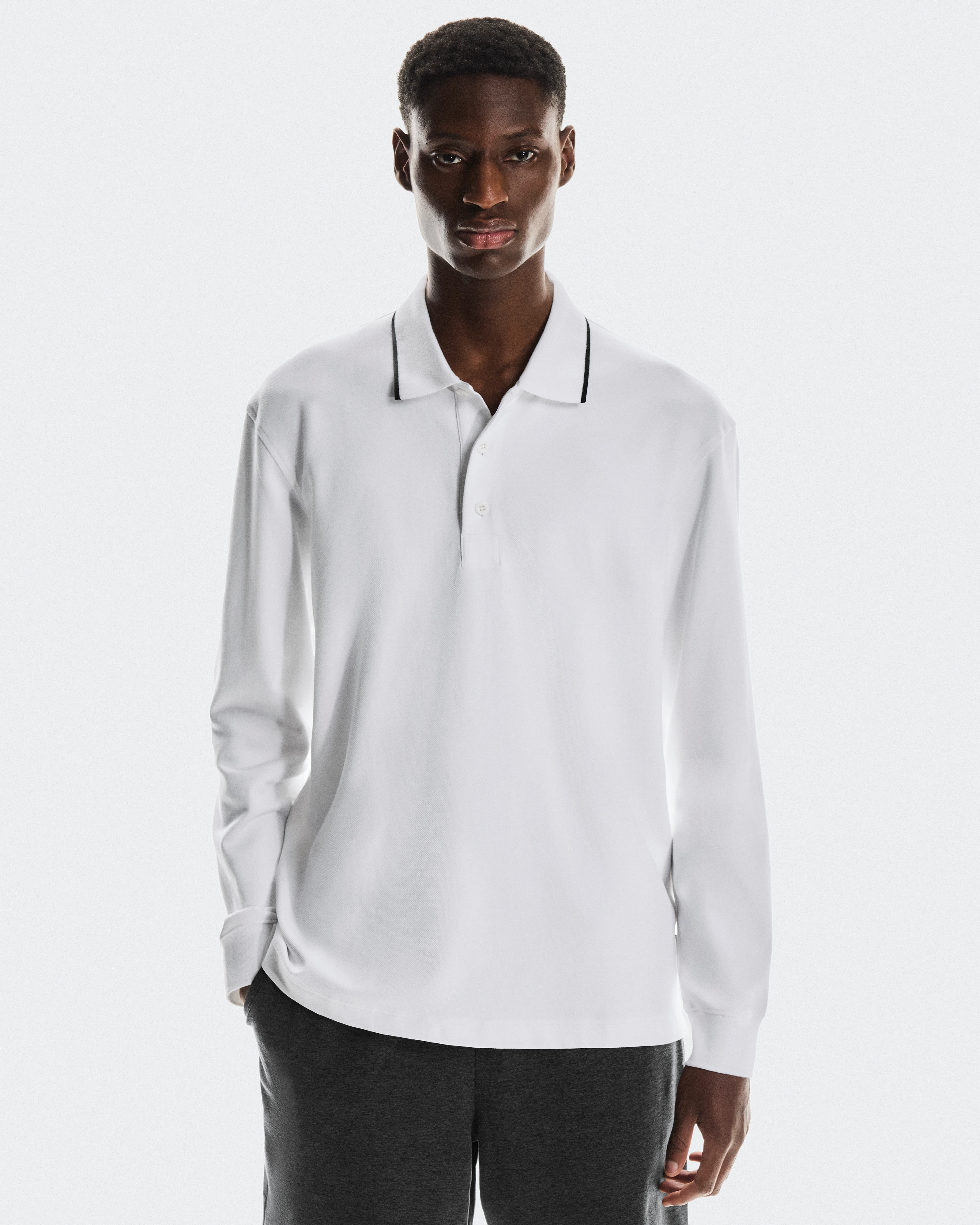 On Courtside Long-T Polo White Homme Hauts et t-shirts