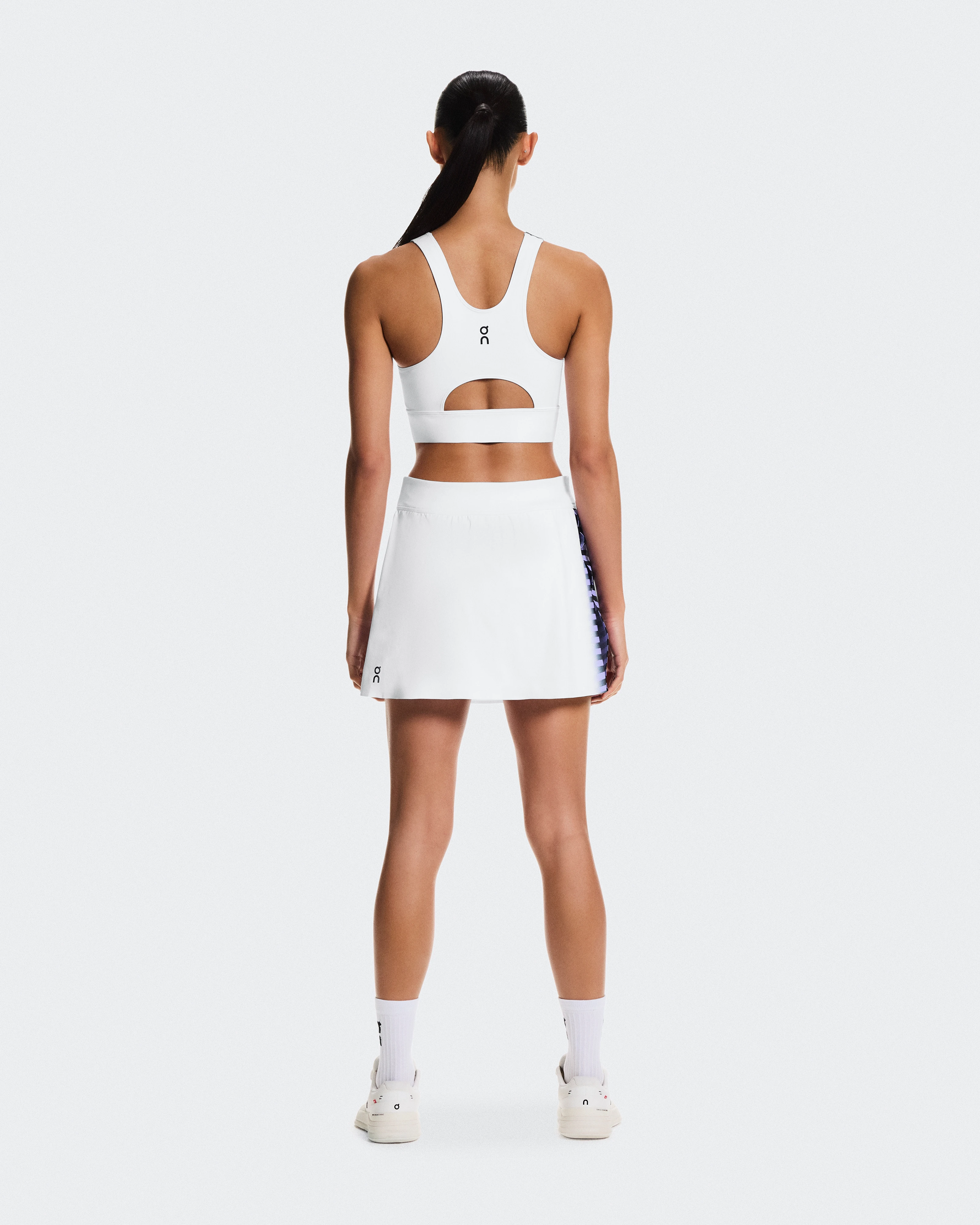 On Court Skirt Split Edge White & Black Femme Jupes