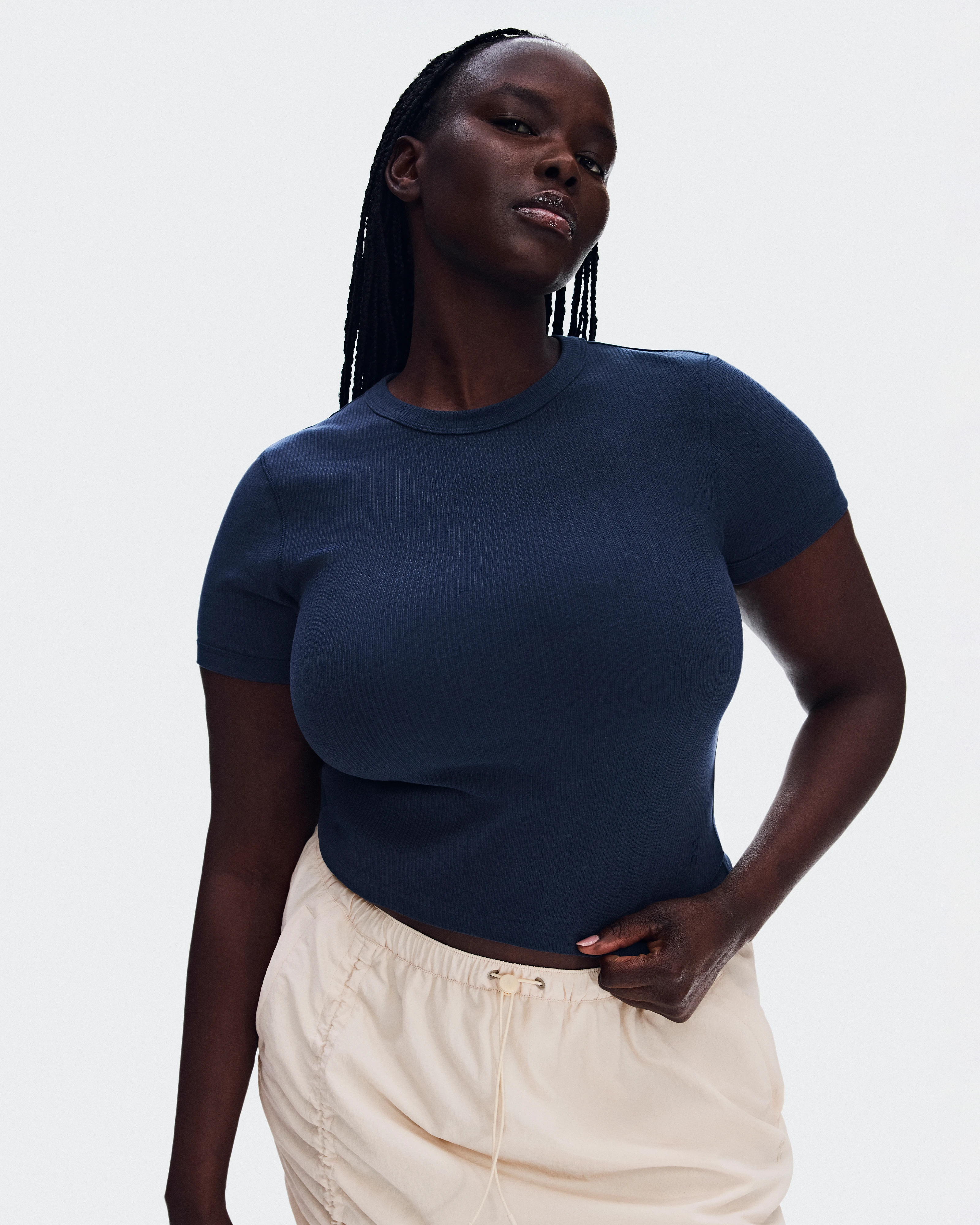 On All-Day Ribbed T-Shirt Midnight Femme Hauts et t-shirts