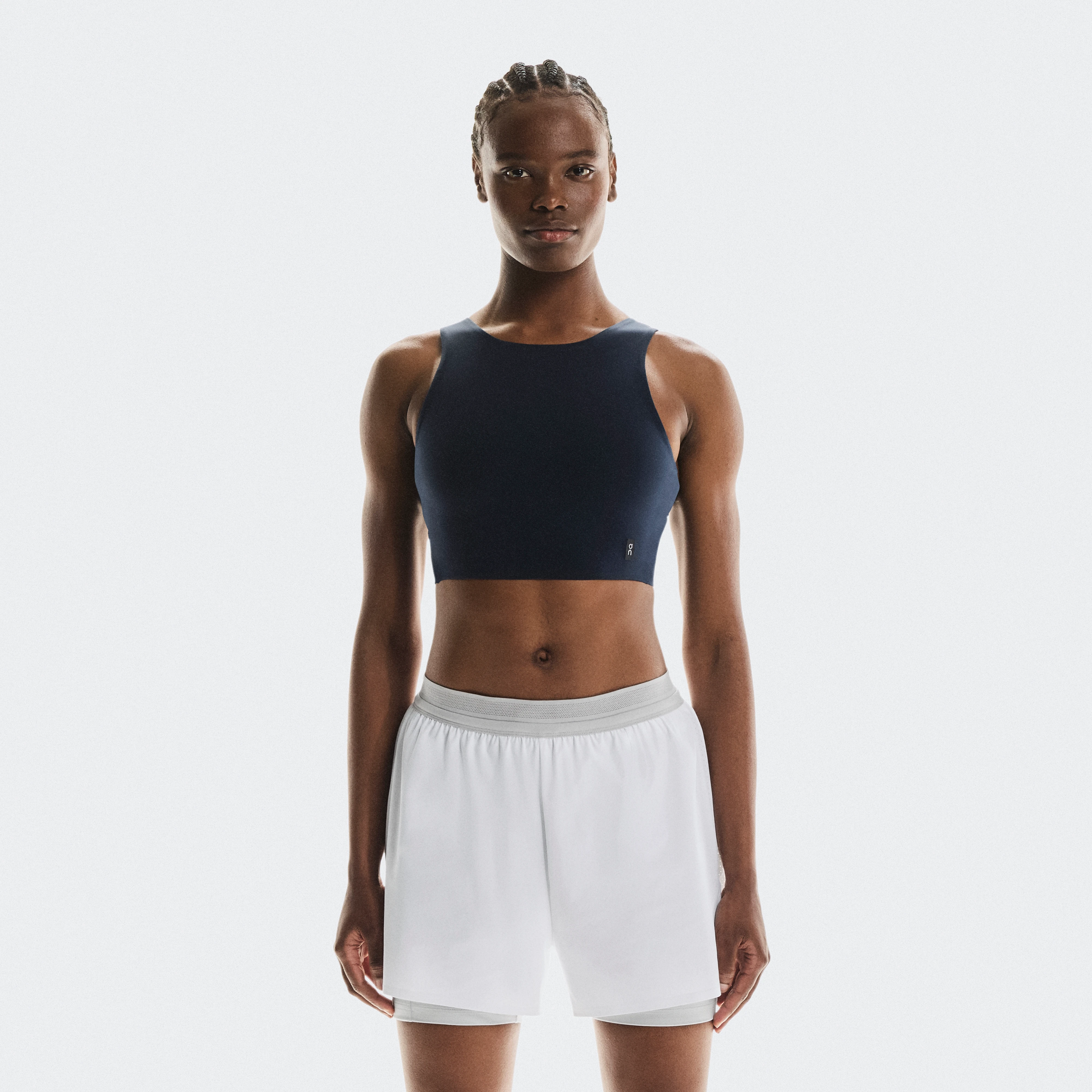 On Core 2-in-1 Crop Navy Femme – Multisport, polyvalent, maintien renforcé Hauts et t-shirts