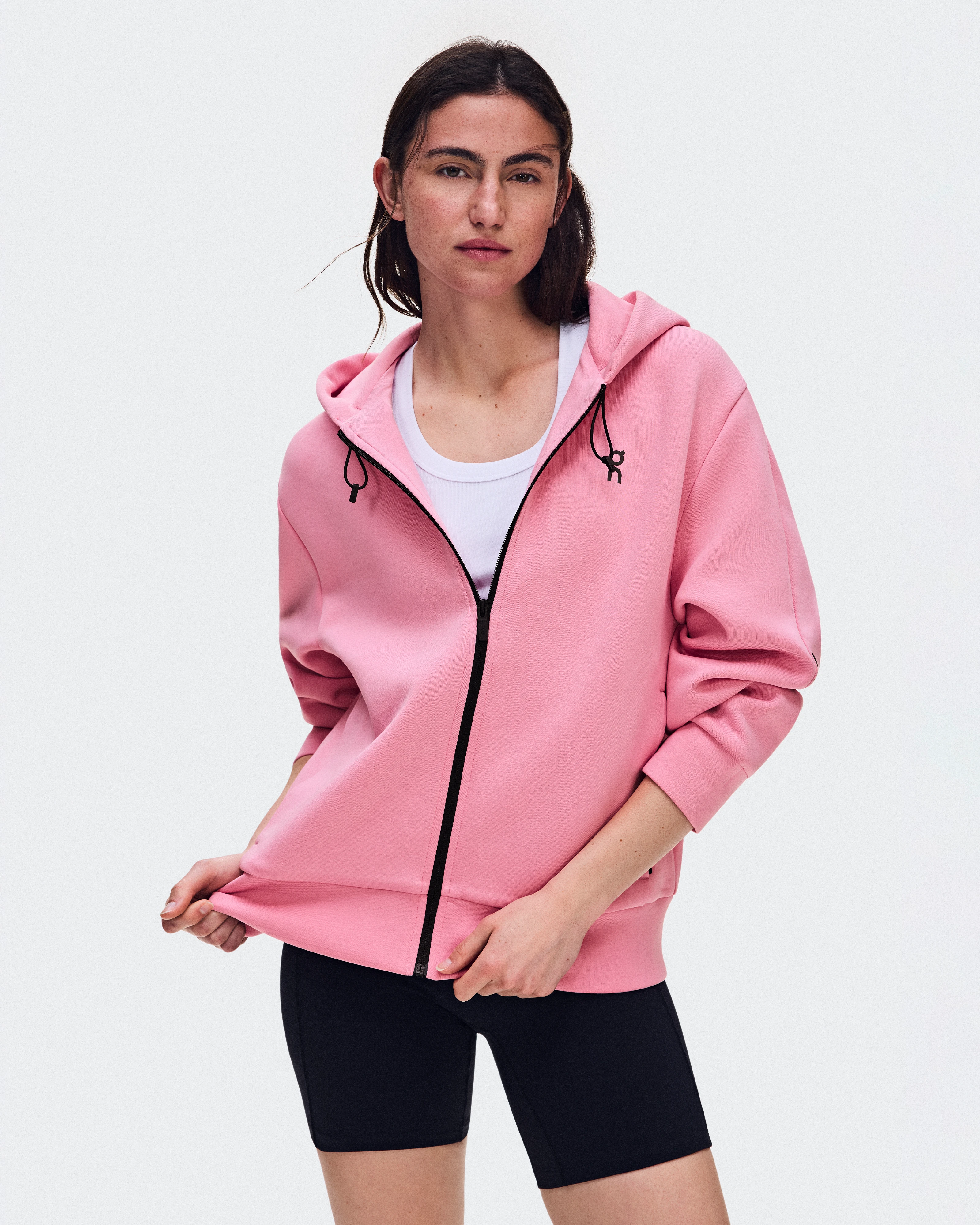 On Focus Tech Zip Hoodie Magnolia Femme Sweats à capuche et sweats