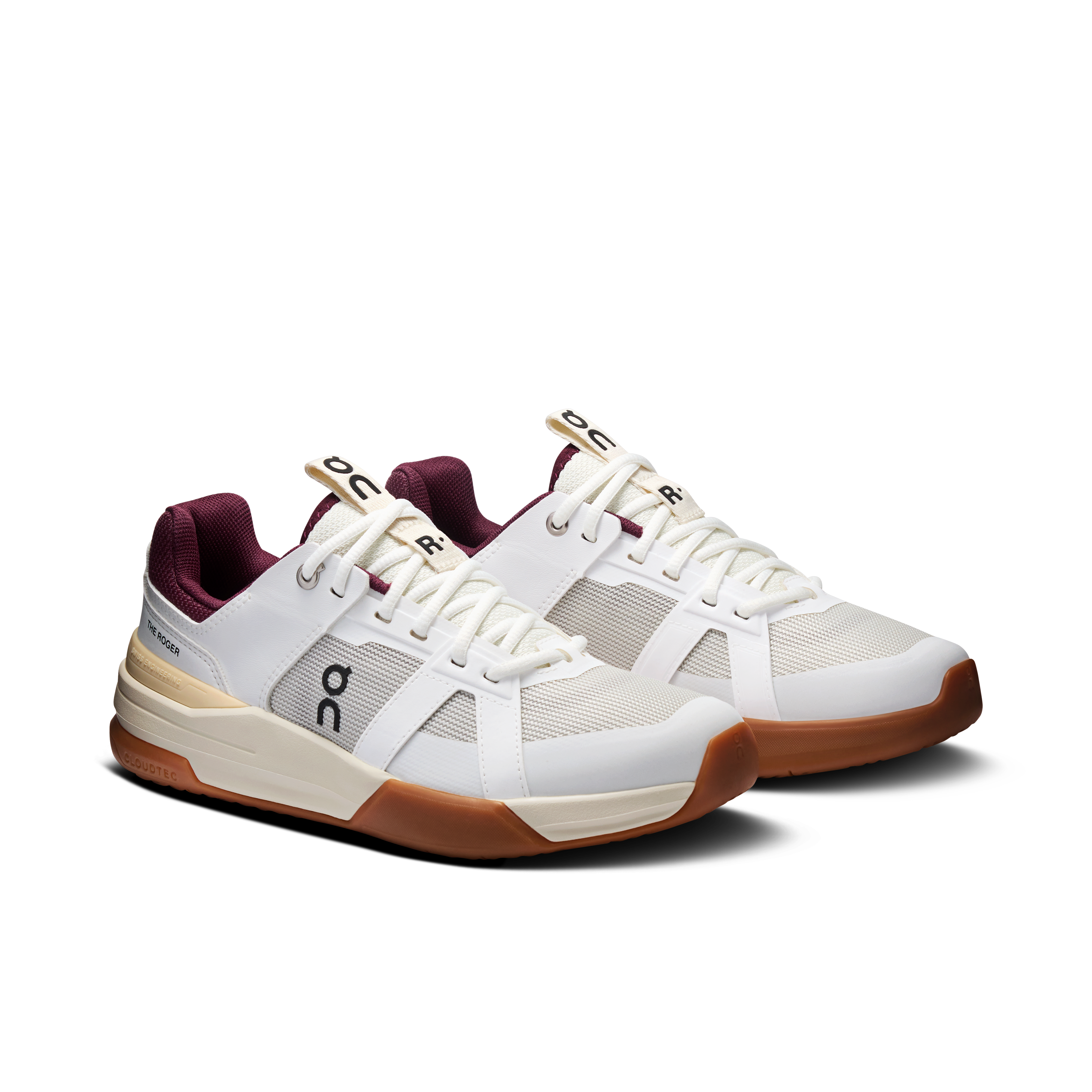 On THE ROGER Clubhouse Pro Youth White & Maroon Ados Active Life Chaussures
