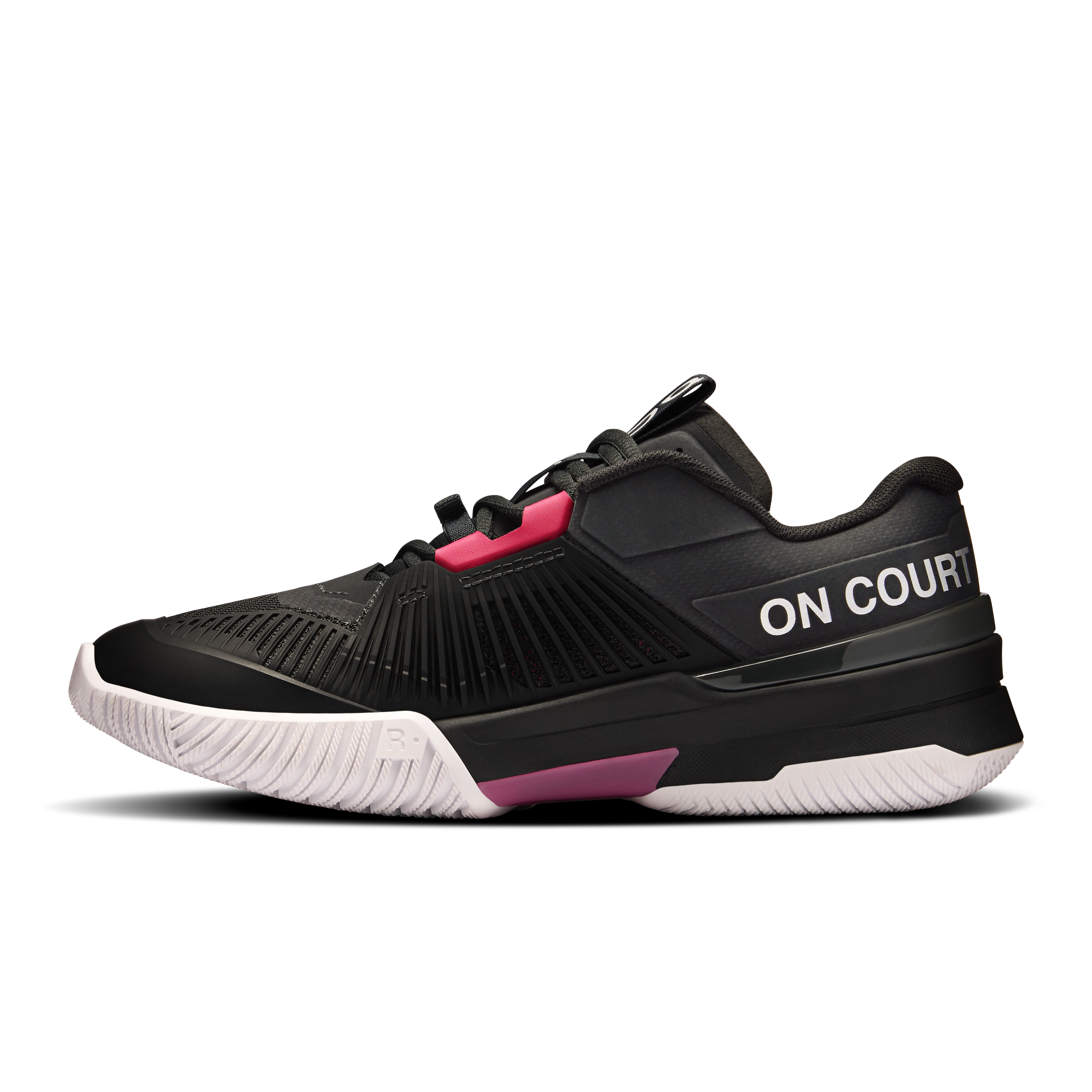 On THE ROGER Pro Fire Black & Pink Femme Tennis Chaussures