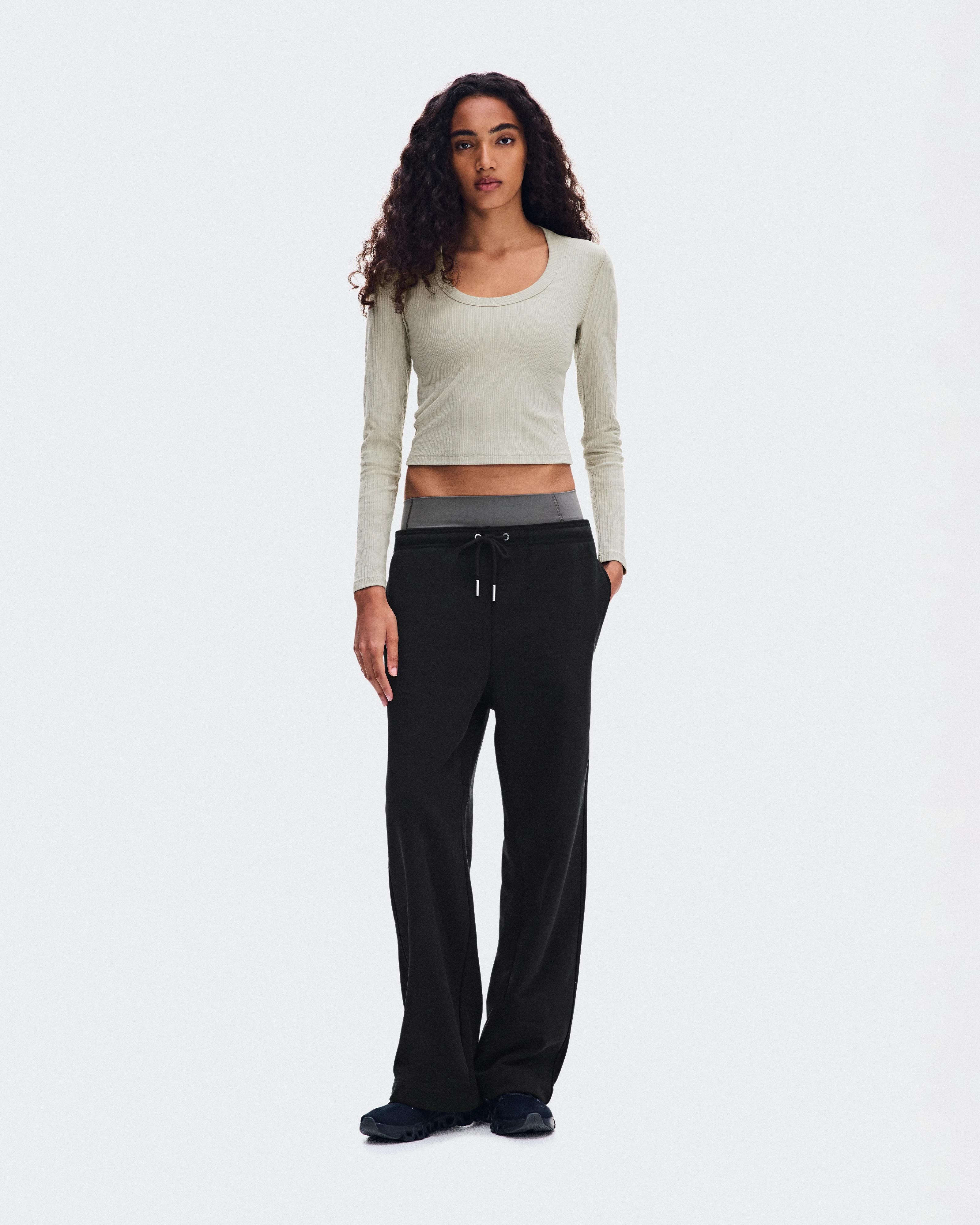 On All-Day Ribbed Long-T Brume Femme Hauts et t-shirts