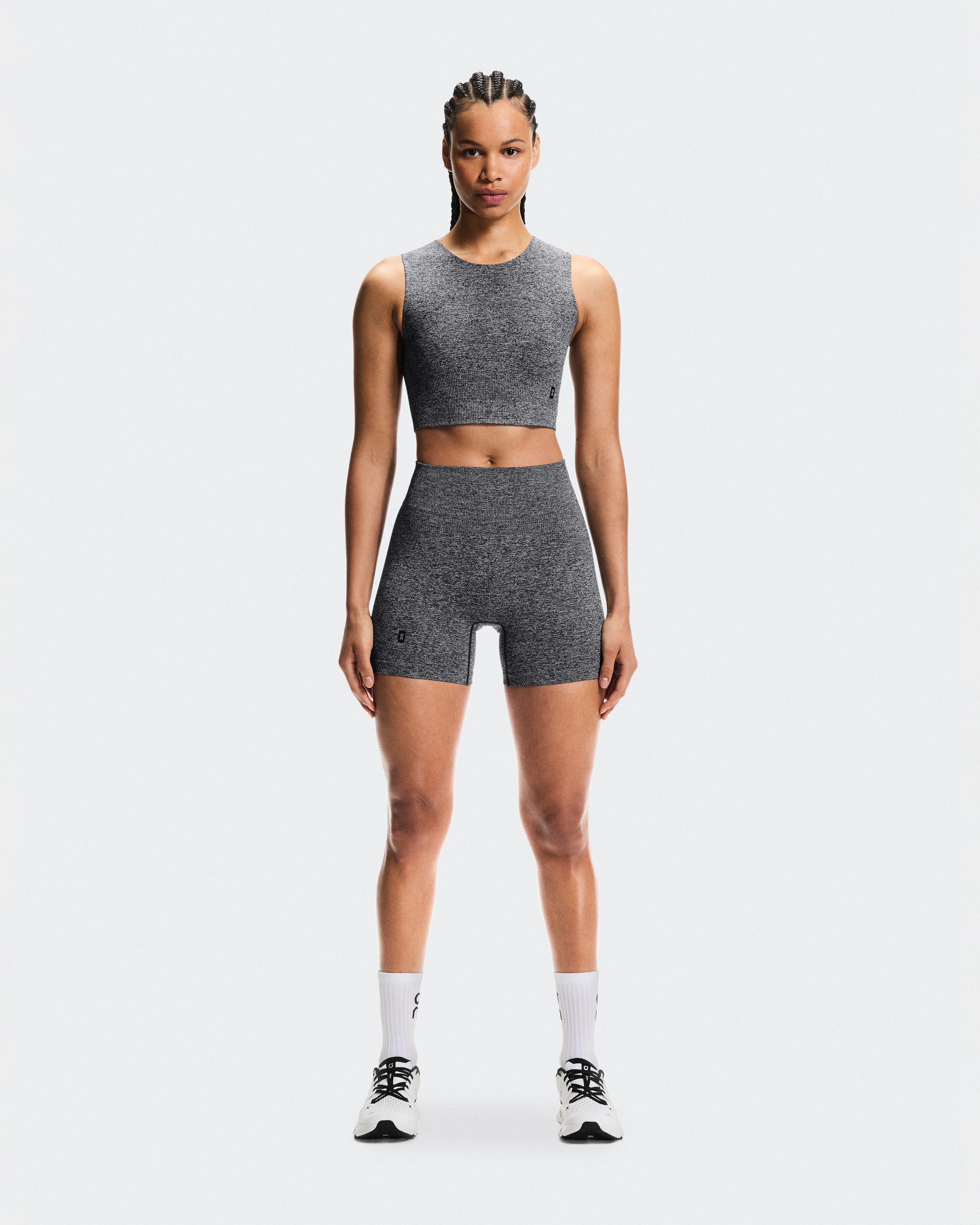 On Studio Knit Crop Graphite Heather Femme Hauts et t-shirts
