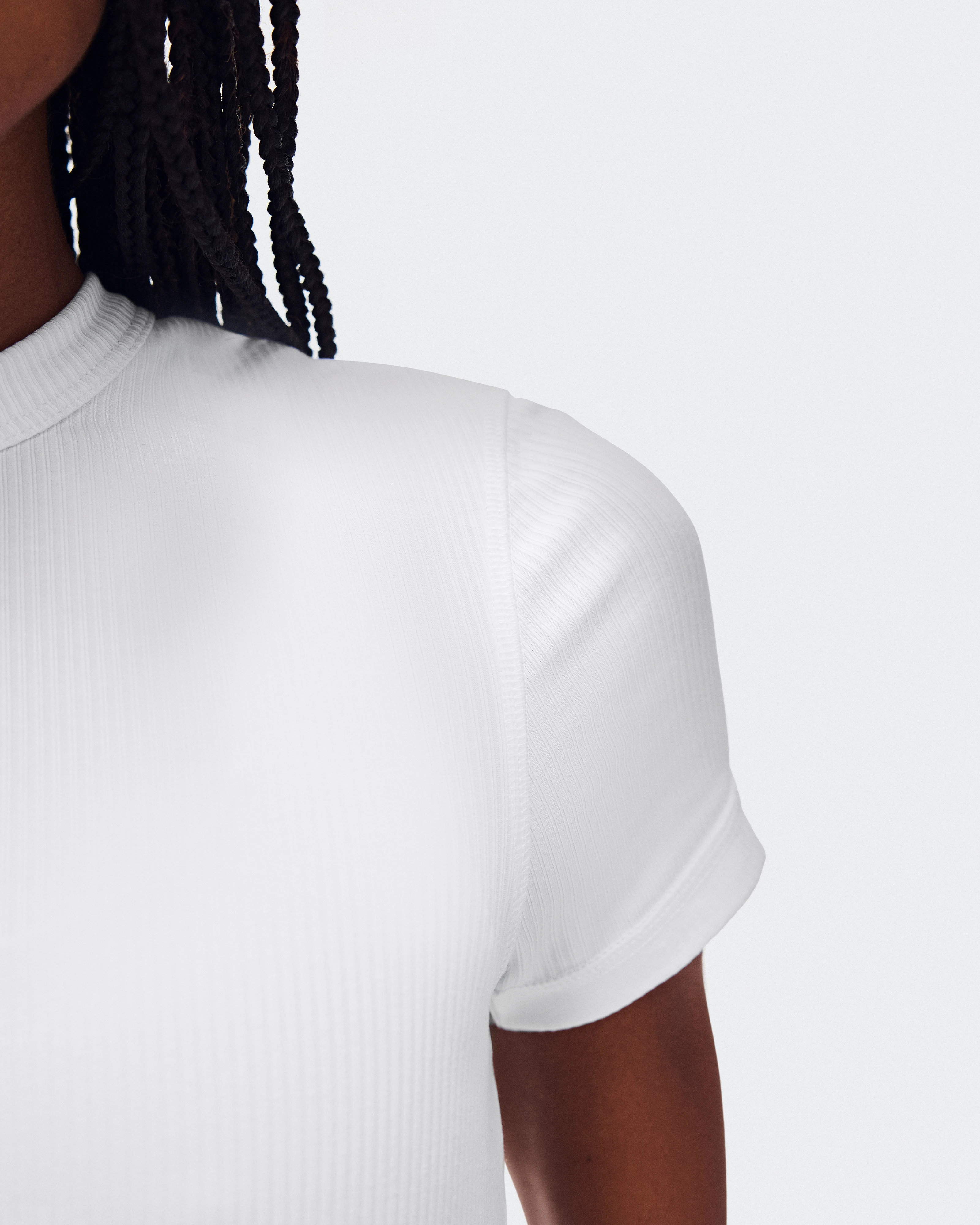 On All-Day Ribbed T-Shirt White Femme Hauts et t-shirts