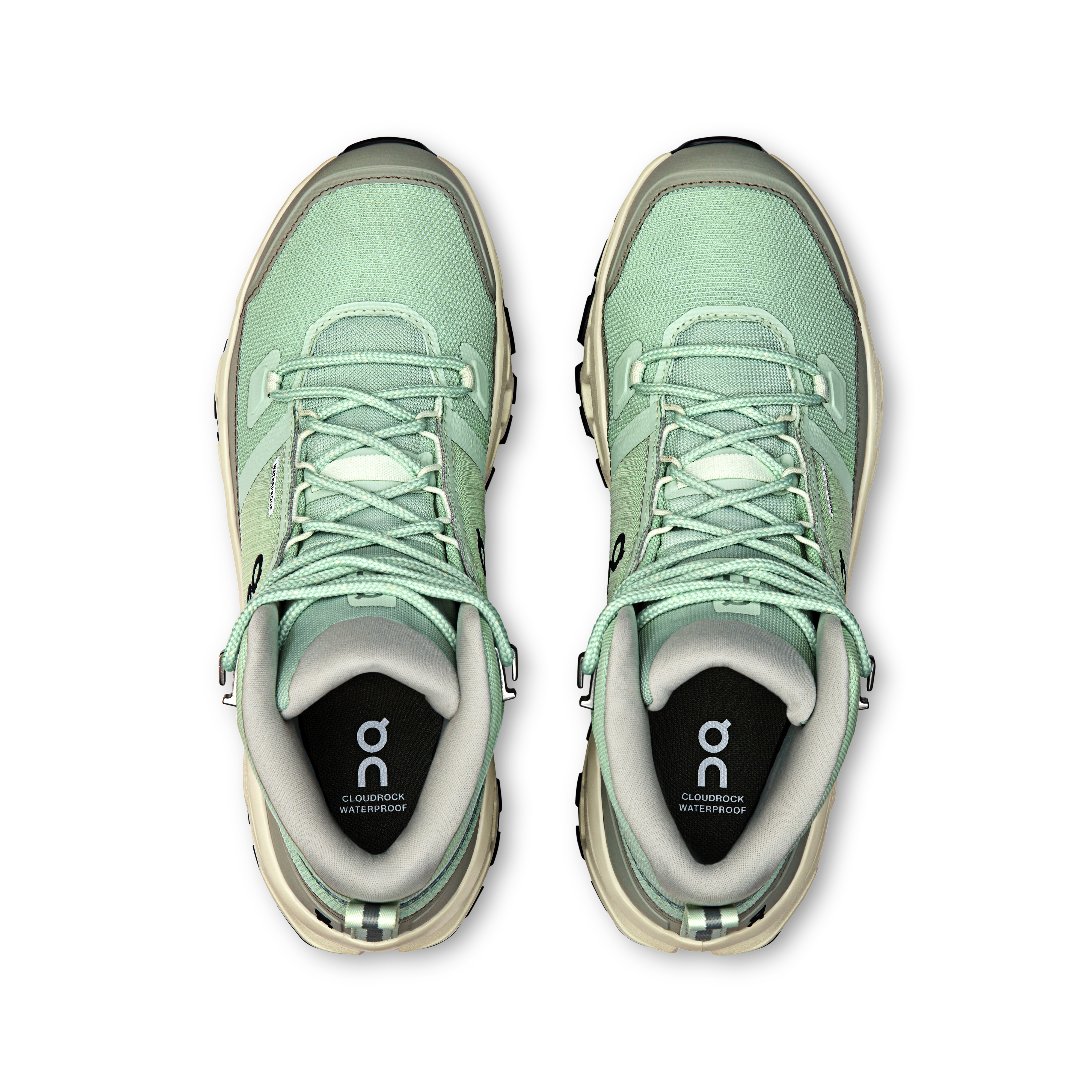 On Cloudrock Mid Waterproof Mineral & Aloe Femme Randonnée Chaussures