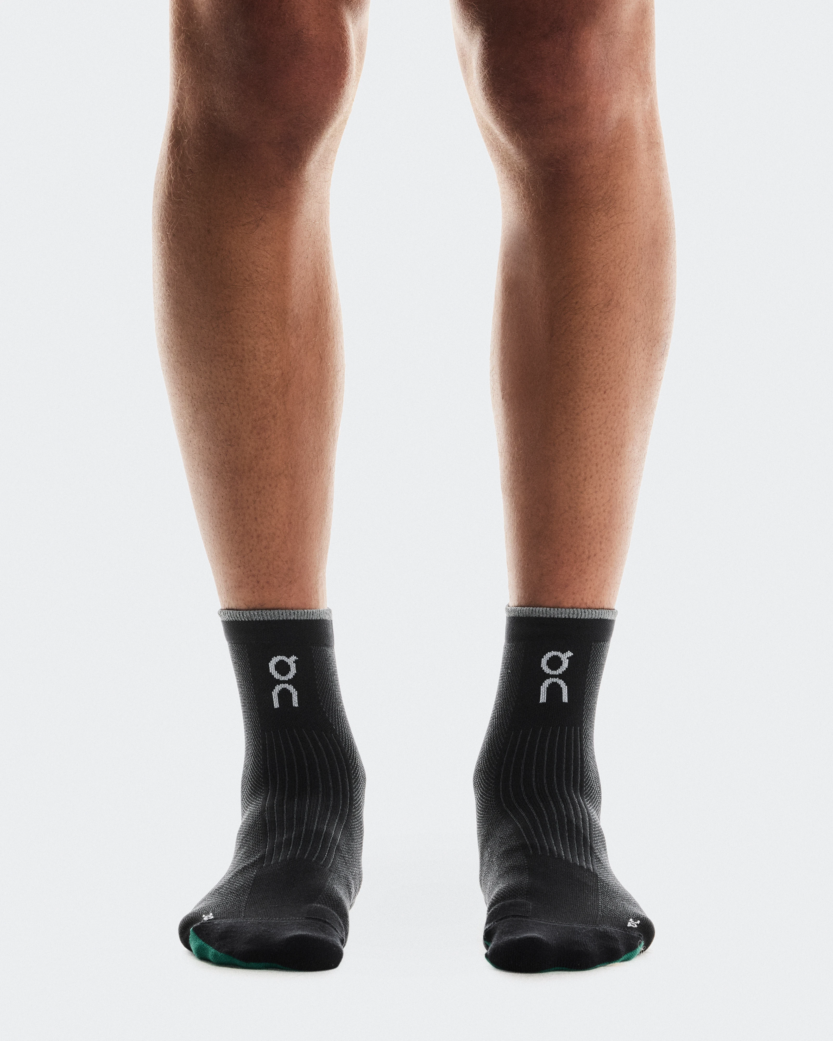 On Elite Run Sock Mid Black Unisexe Chaussettes
