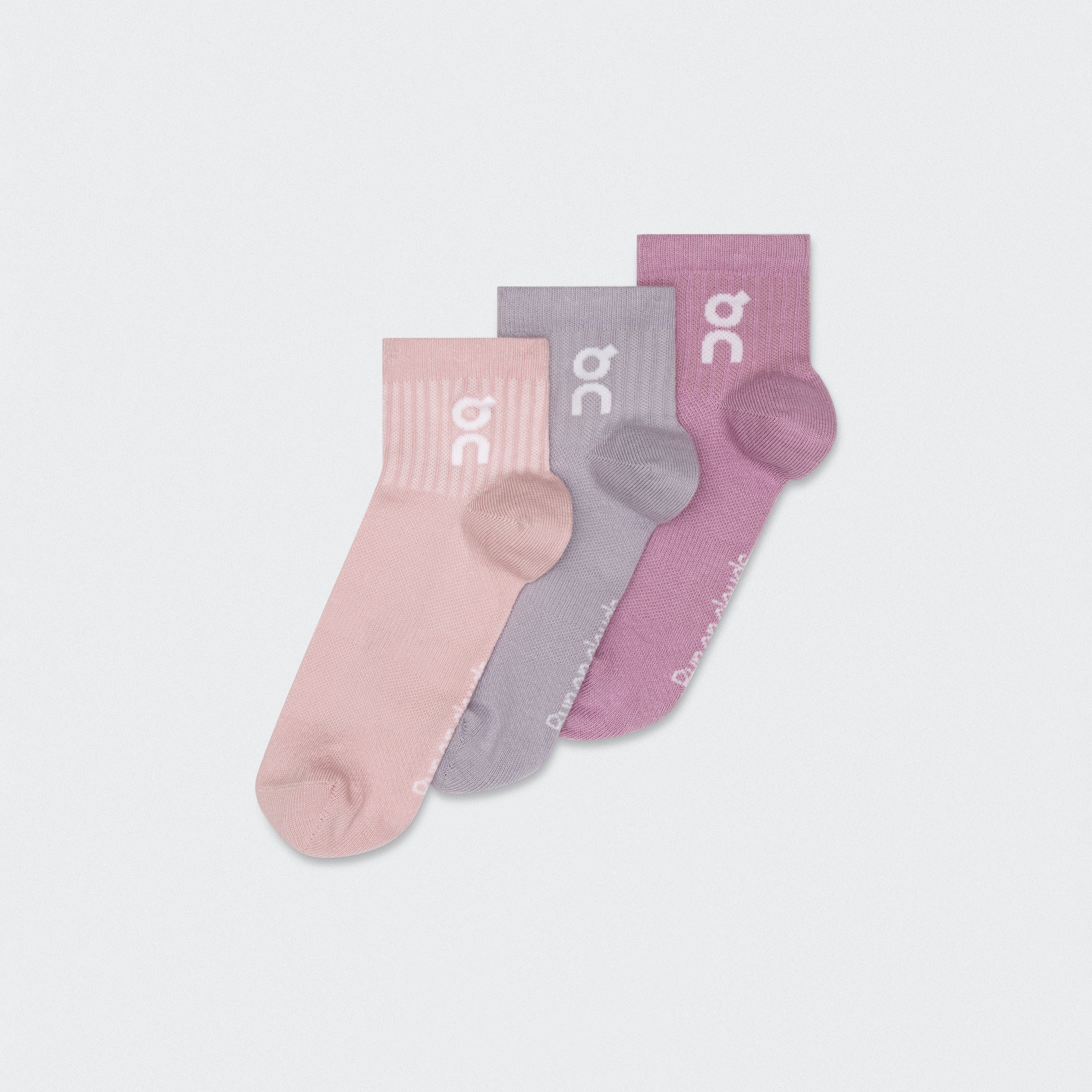 On Logo Sock Mid 3P Mauve & Lavendula Unisexe – Quotidien, respirabilité, polyvalence Chaussettes