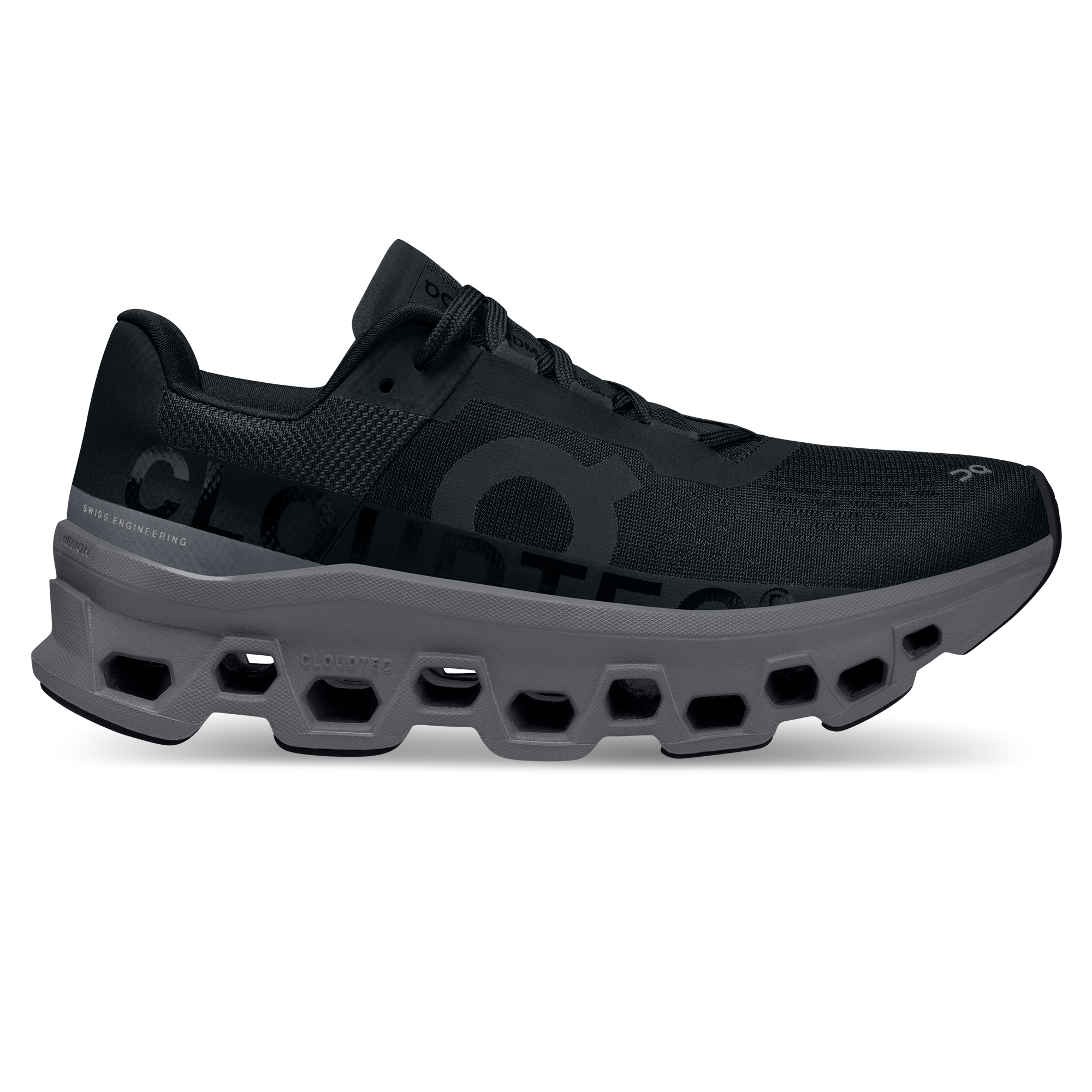 On Cloudmonster Black & Magnet Femme Running sur route Chaussures