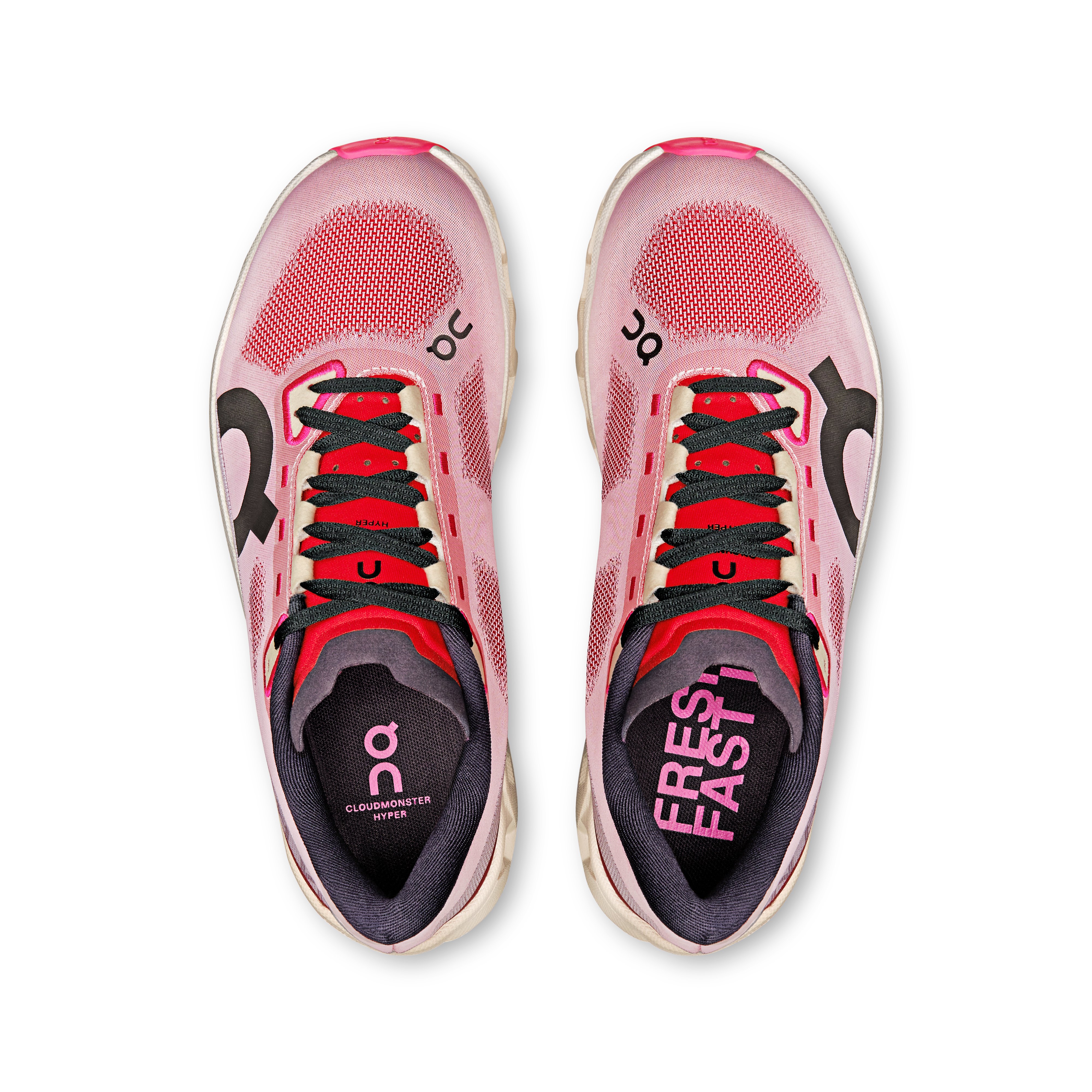 On Cloudmonster Hyper Red & Cream Femme Running sur route Chaussures