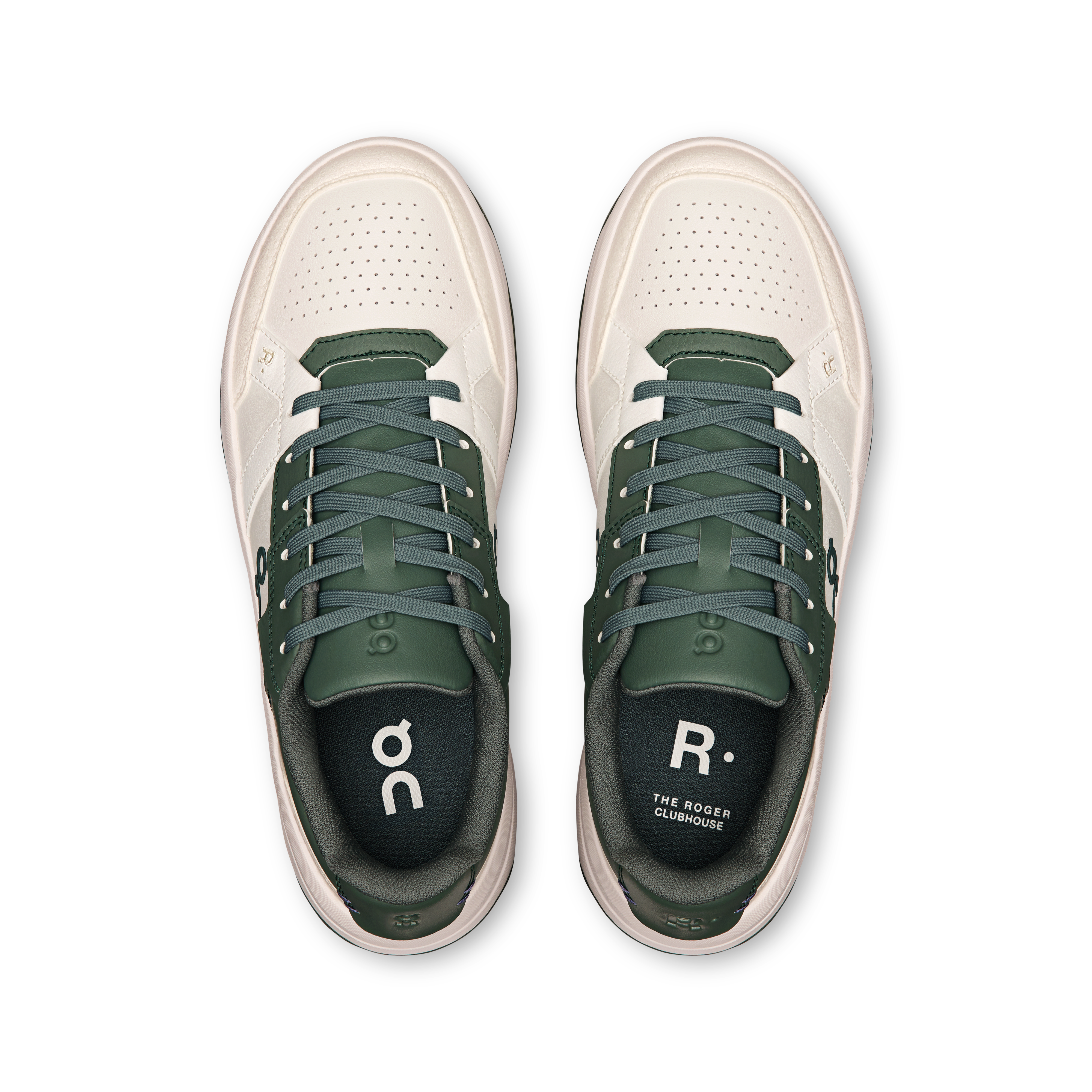 On THE ROGER Clubhouse White & Olive Femme Tennis Chaussures