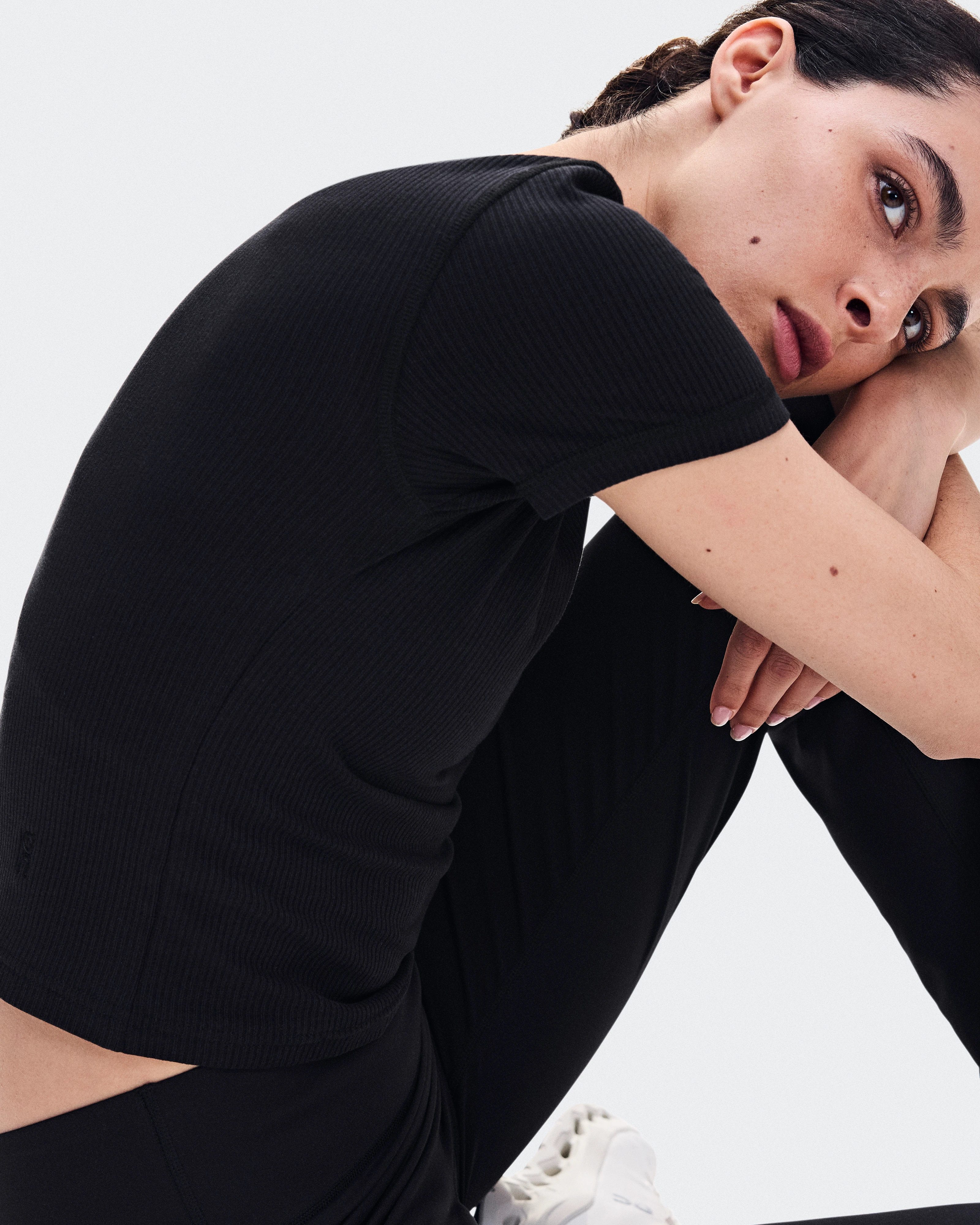On All-Day Ribbed T-Shirt Black Femme Hauts et t-shirts