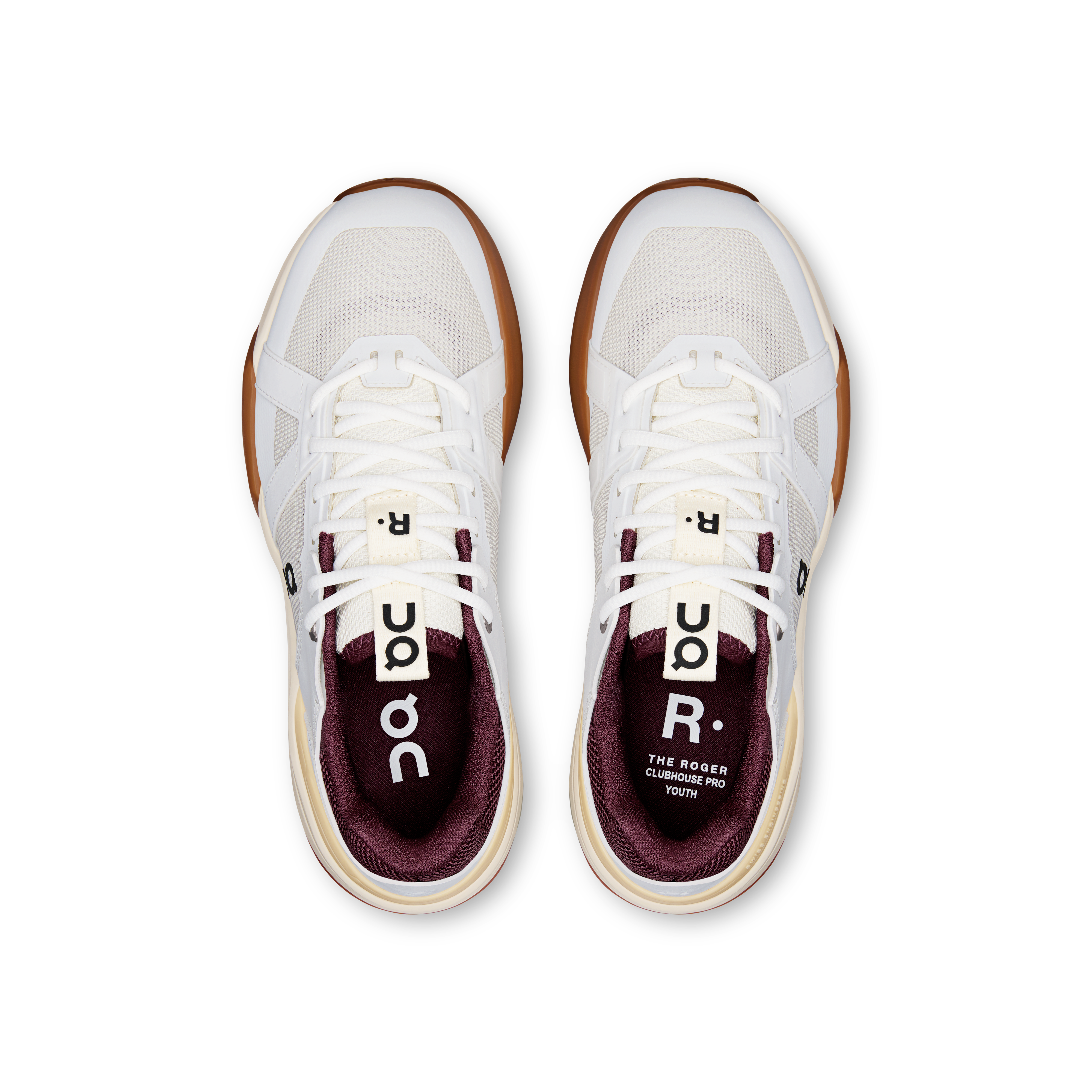 On THE ROGER Clubhouse Pro Youth White & Maroon Ados Active Life Chaussures