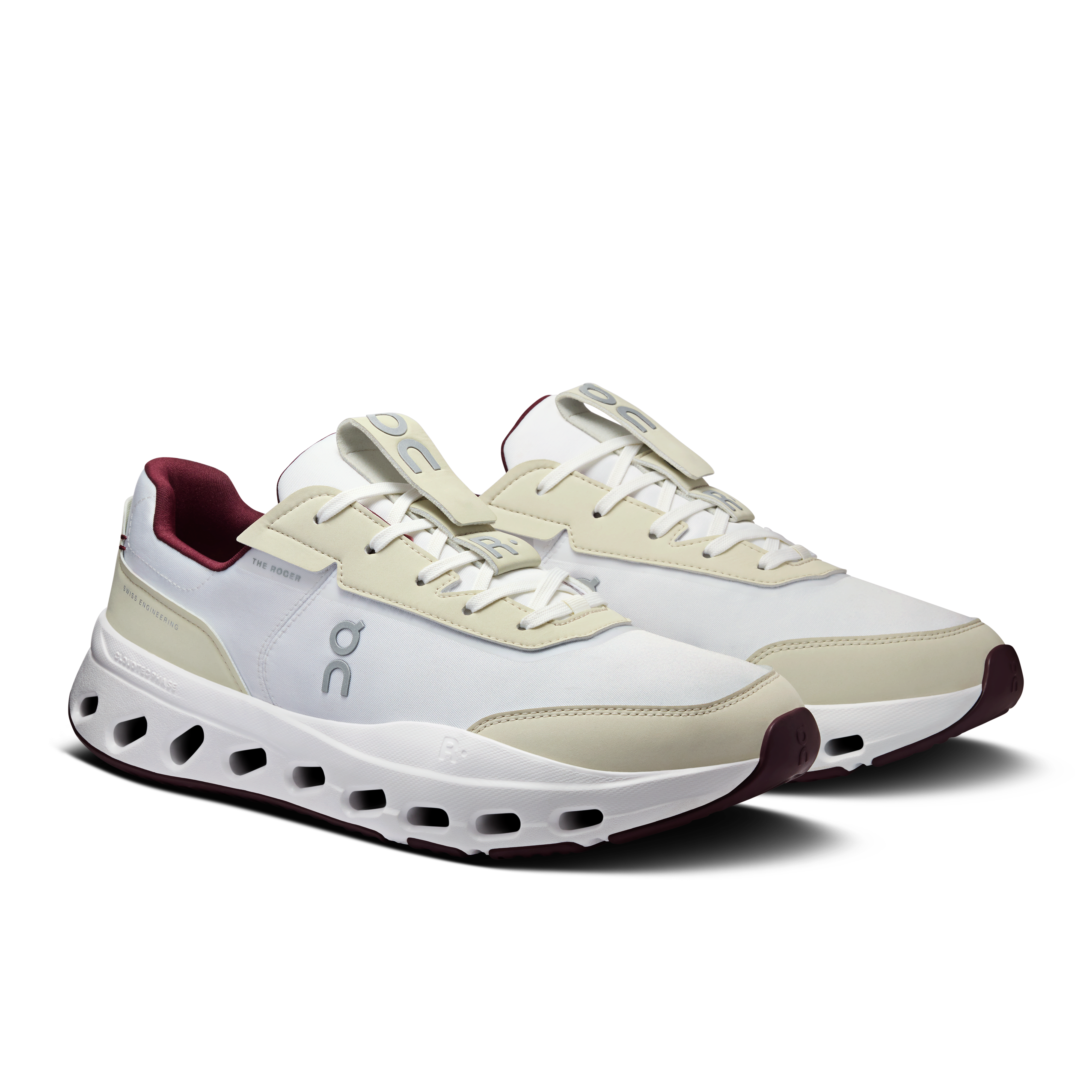 On THE ROGER Wildcard Ivory & Maroon Homme Active Life Chaussures