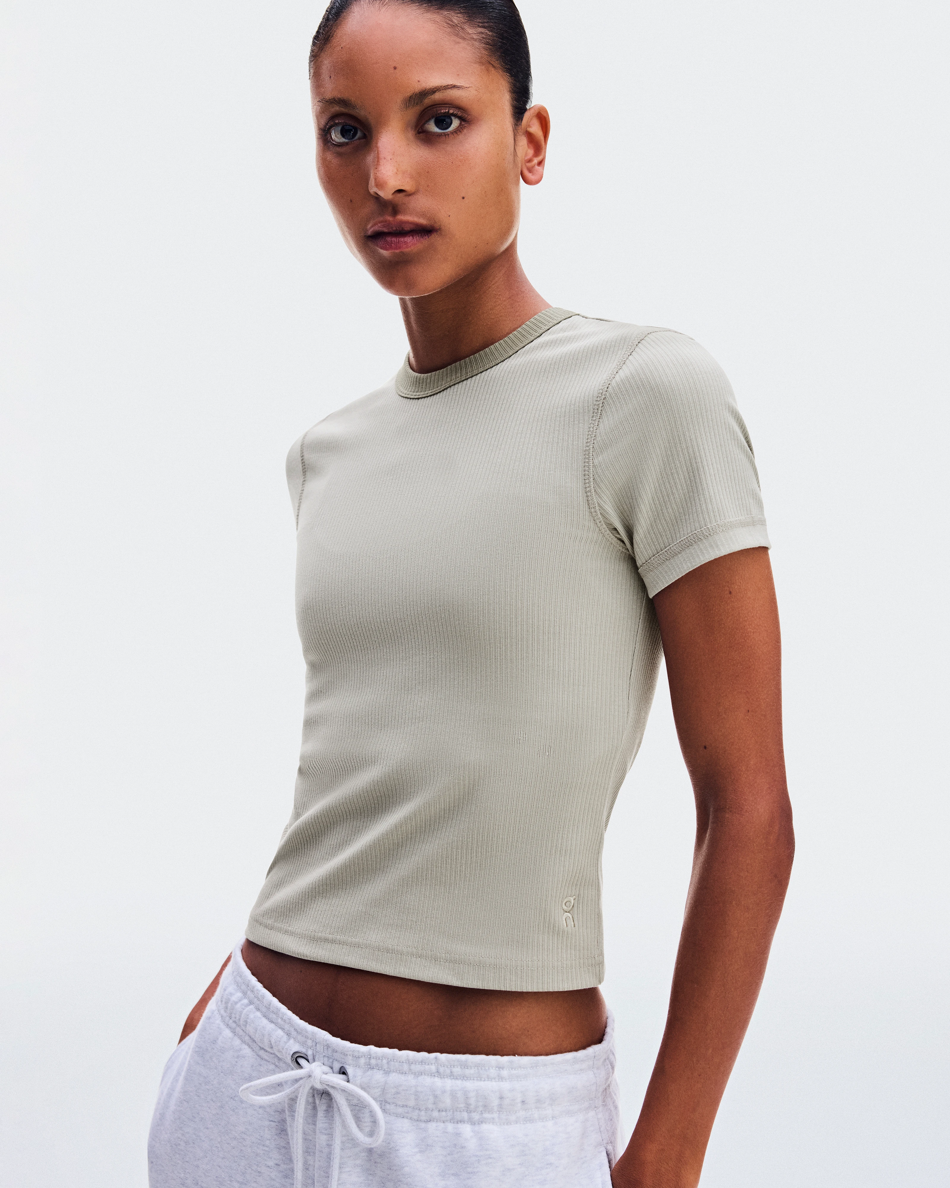 On All-Day Ribbed T-Shirt Brume Femme Hauts et t-shirts