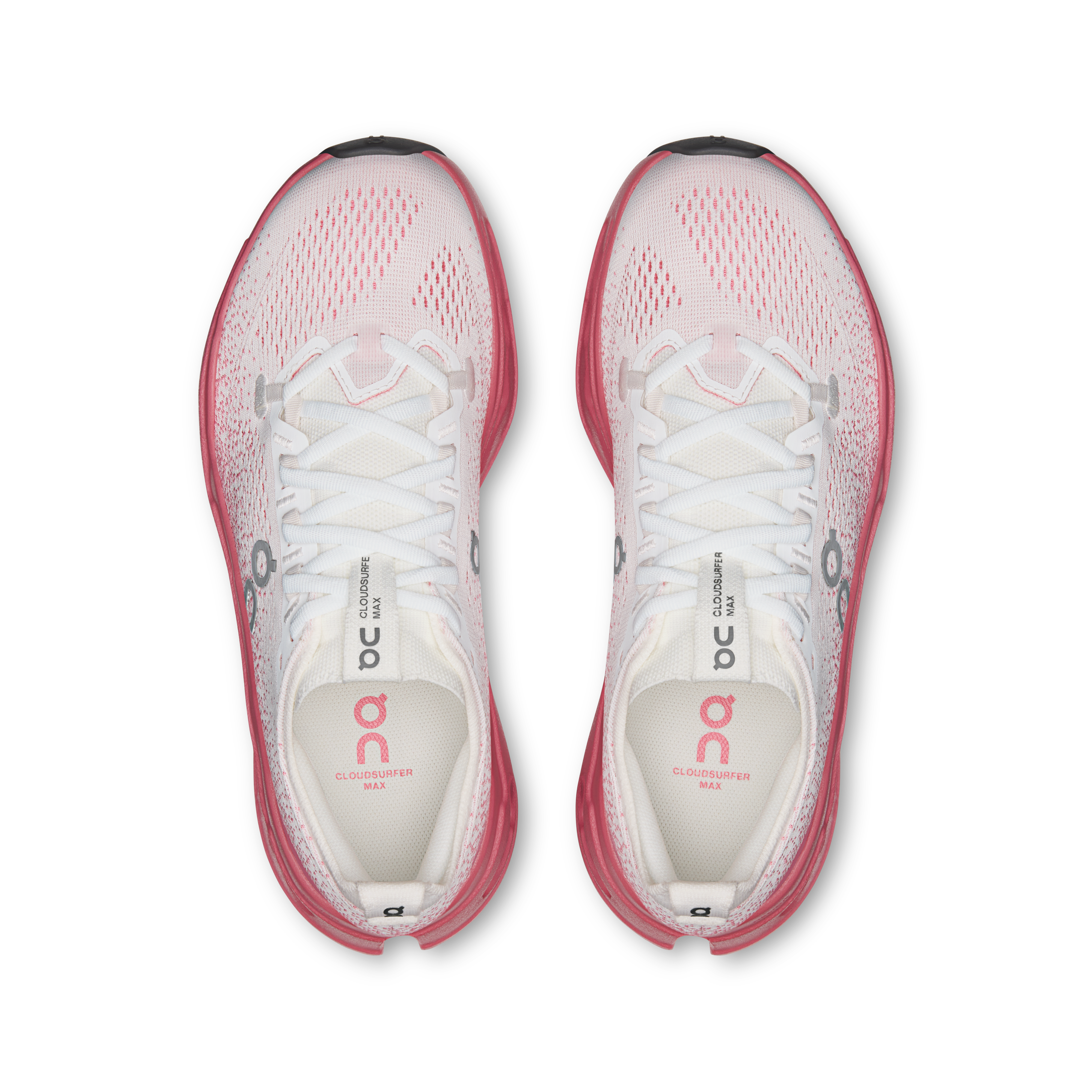 On Cloudsurfer Max White & Camellia Femme Running sur route Chaussures