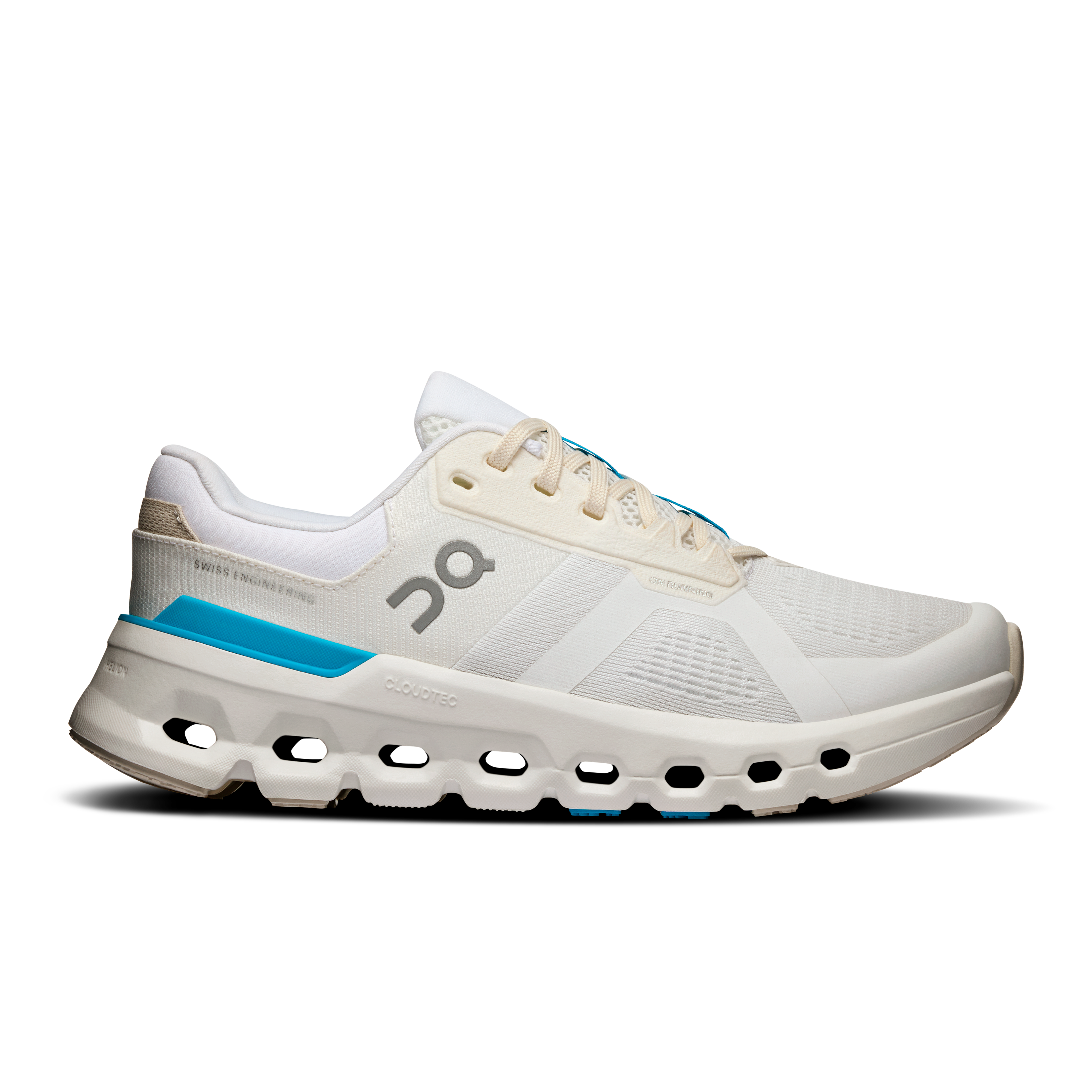 On Cloudrunner 2 White & Horizon Femme – Route, maintien amorti, super-mousse Helion™ Chaussures