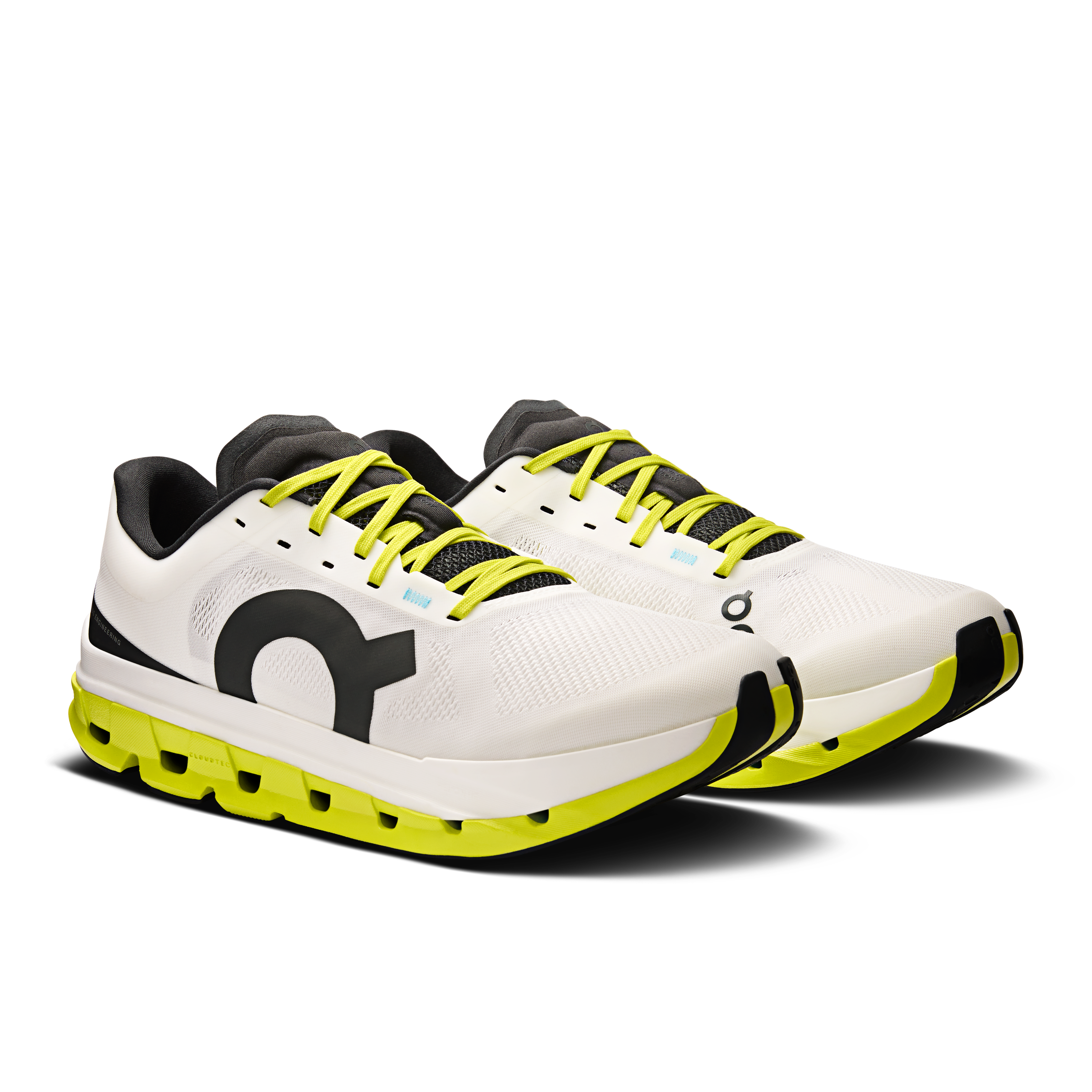 On Cloudflow 5 White & Lime Homme Running sur route Chaussures