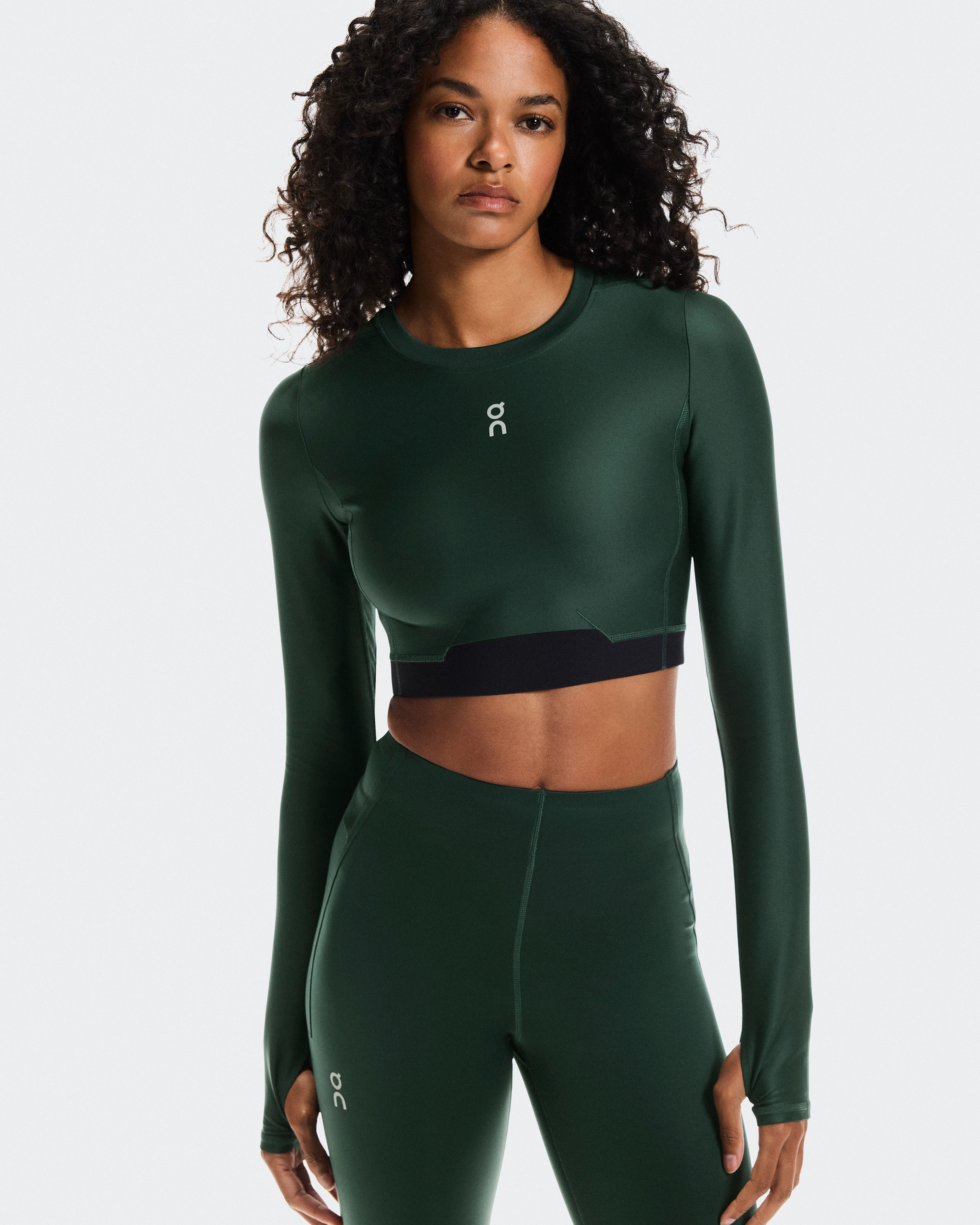 On Train Long Sleeve Crop Obsidian Femme Hauts et t-shirts