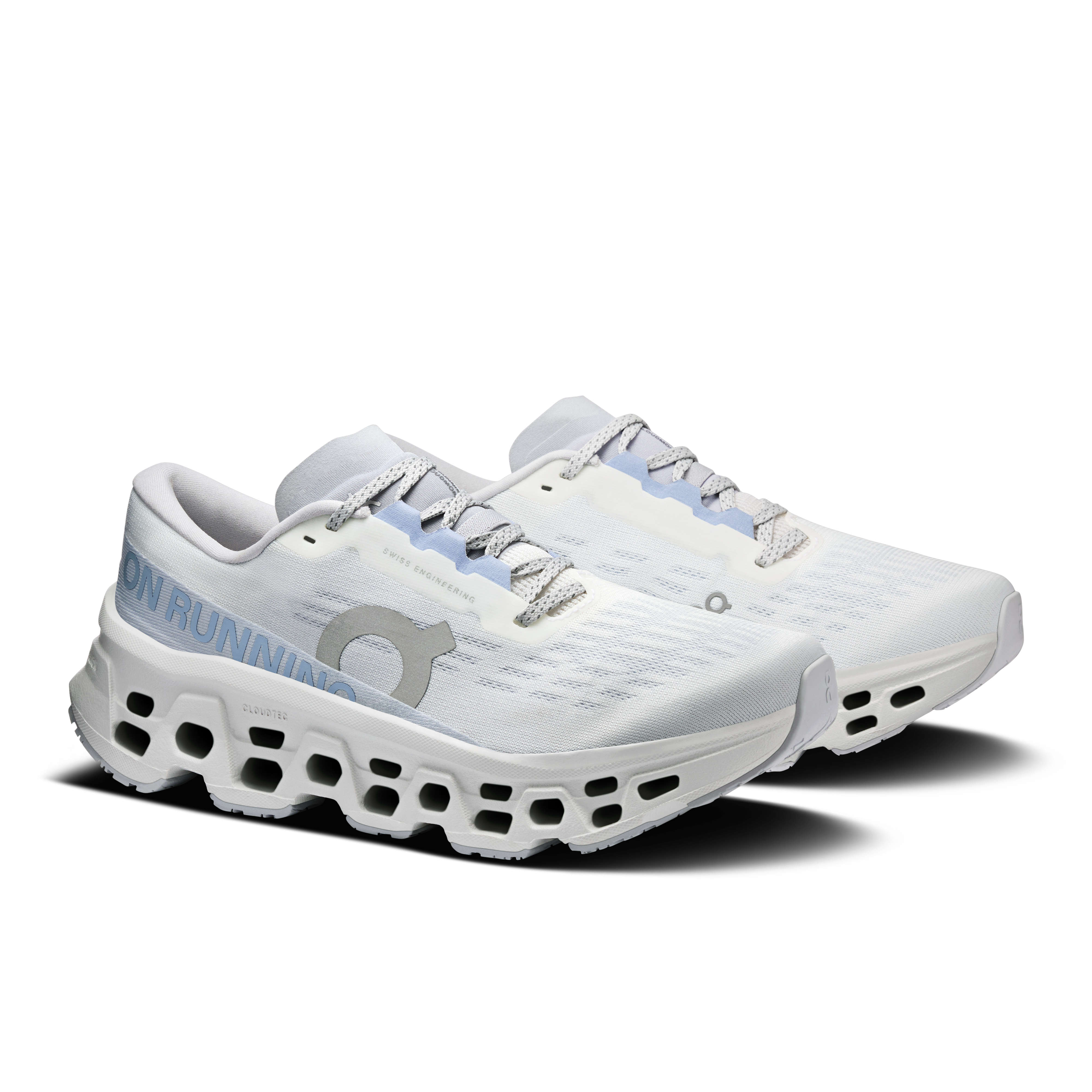 On Cloudmonster 3 White & Frost Femme Running sur route Chaussures