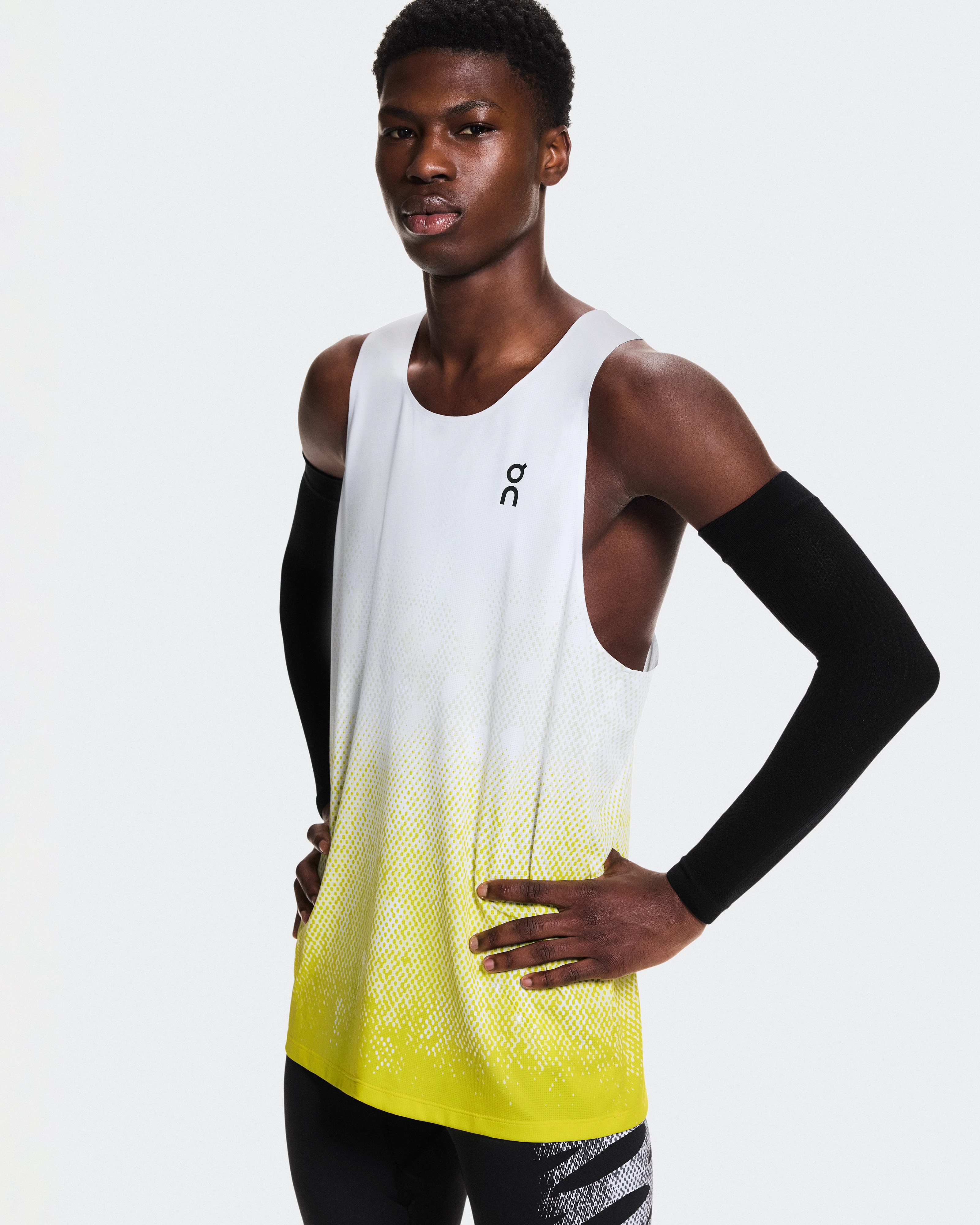 On Zero Singlet White & Lime Homme Hauts et t-shirts