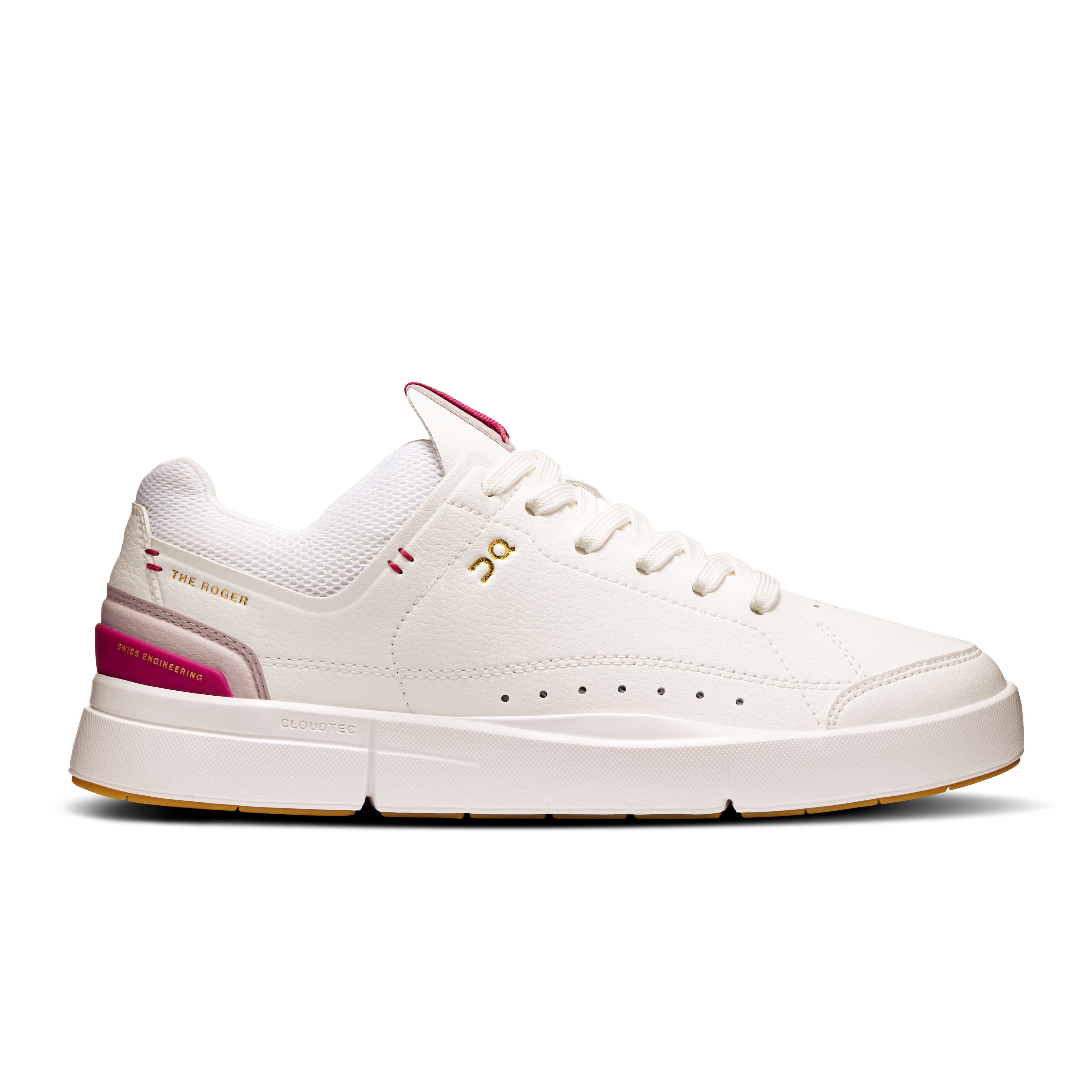 On THE ROGER Centre Court White & Grenadine Femme – Quotidien, inspiration tennis, empeigne texturée Chaussures