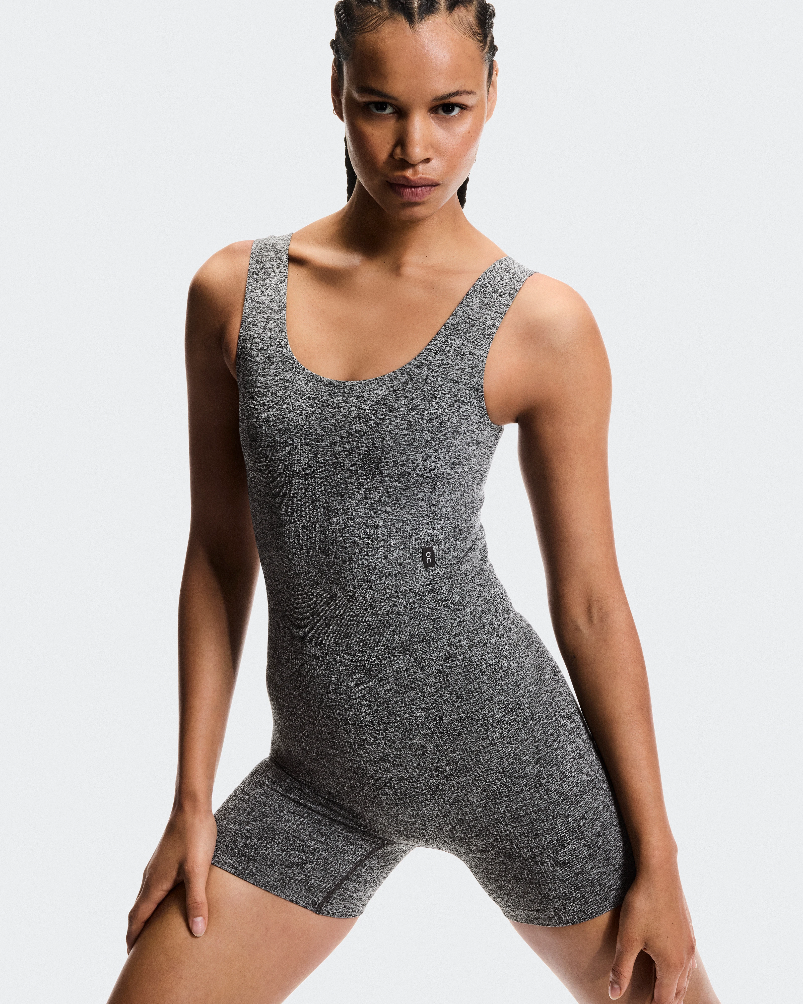 On Studio Knit Bodysuit Graphite Heather Femme Body
